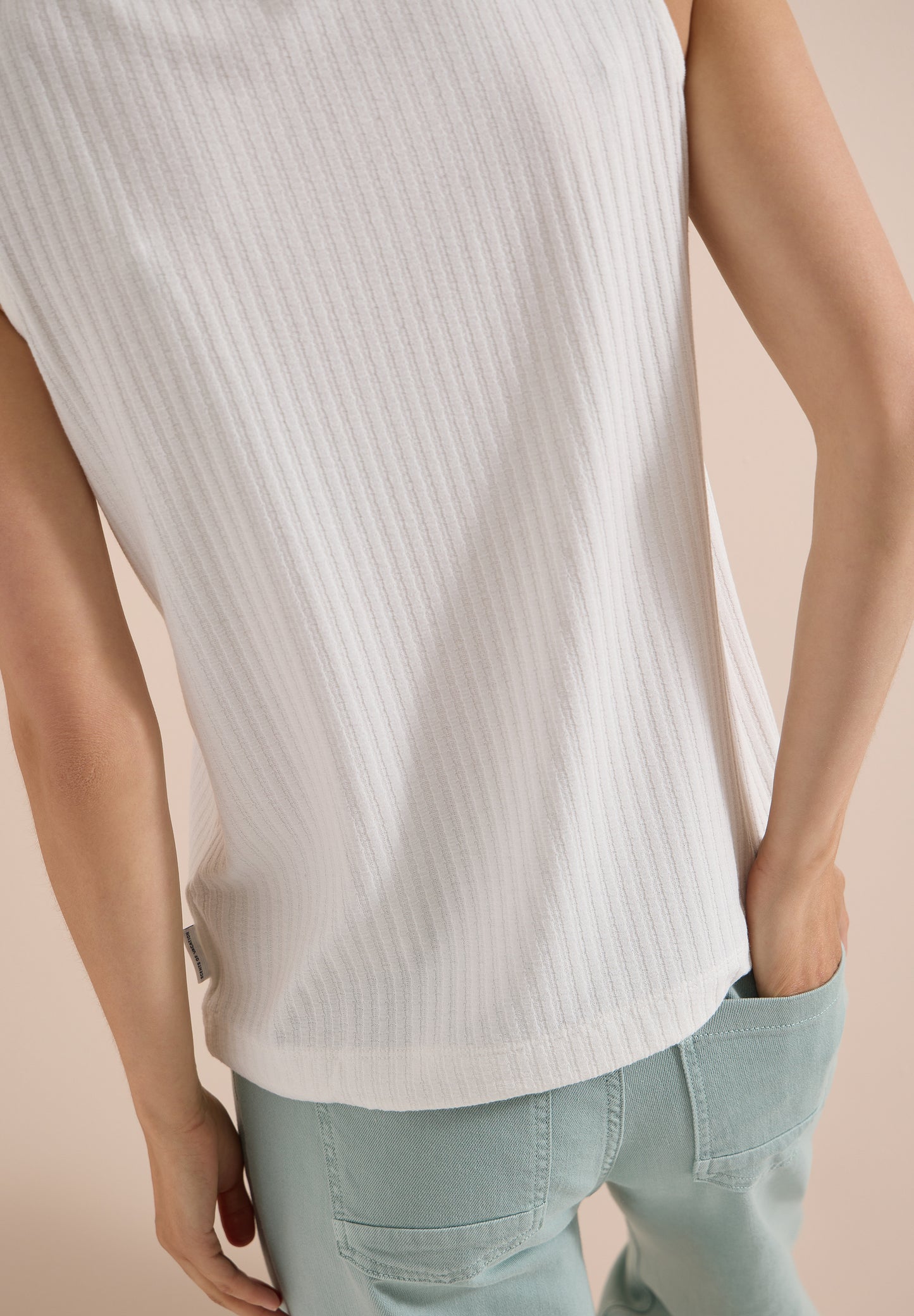 CECIL - Top in Rippstruktur mit U-Boot-Ausschnitt - Farbe: vanilla white