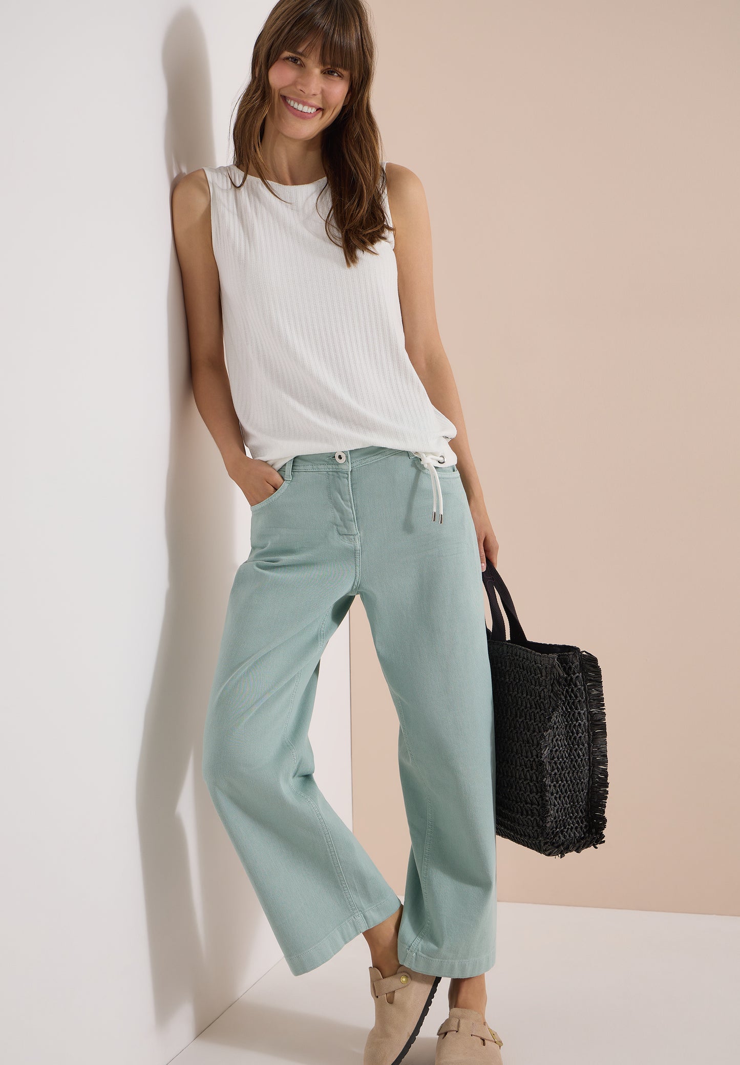 CECIL - Top in Rippstruktur mit U-Boot-Ausschnitt - Farbe: vanilla white