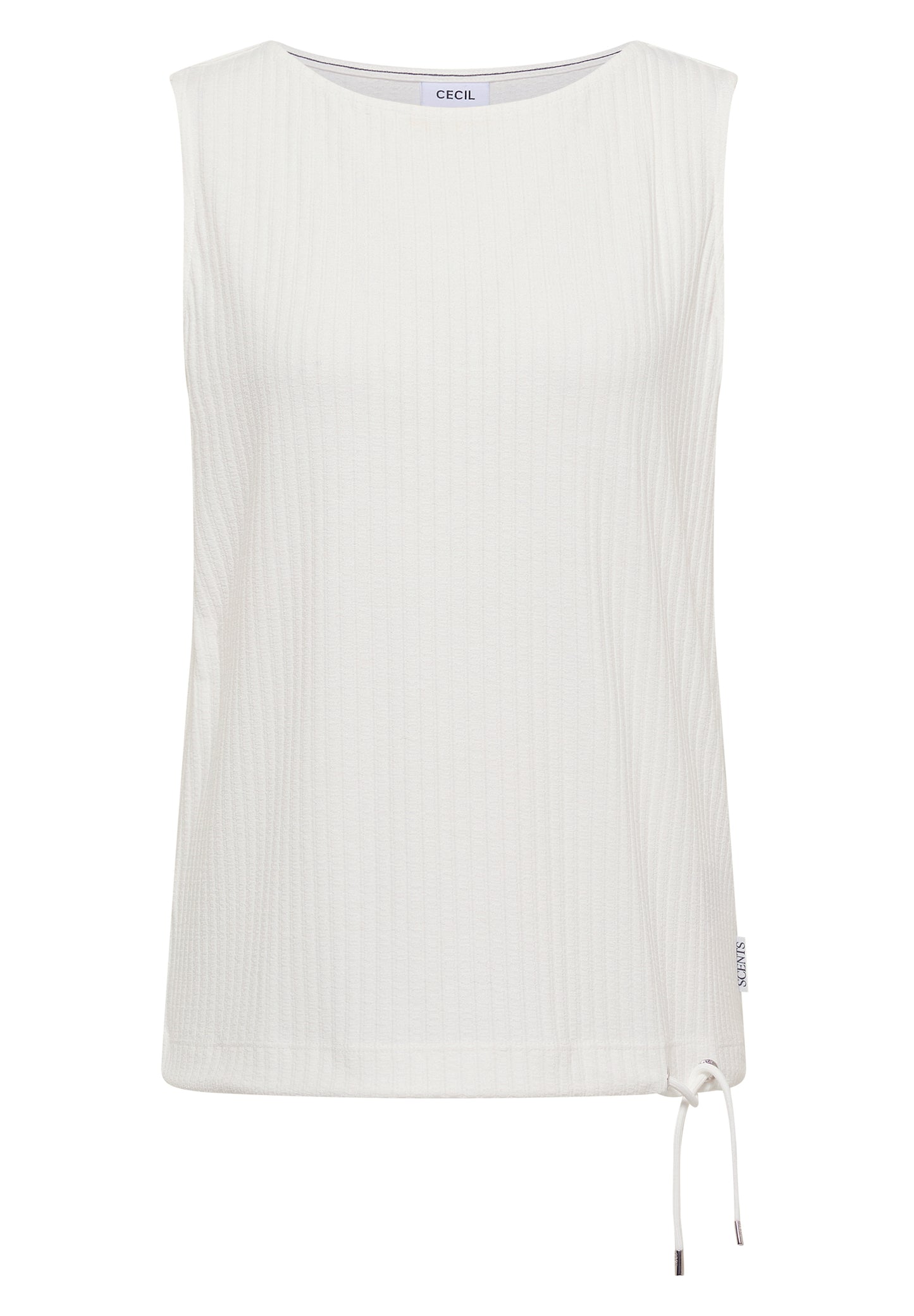 CECIL - Top in Rippstruktur mit U-Boot-Ausschnitt - Farbe: vanilla white