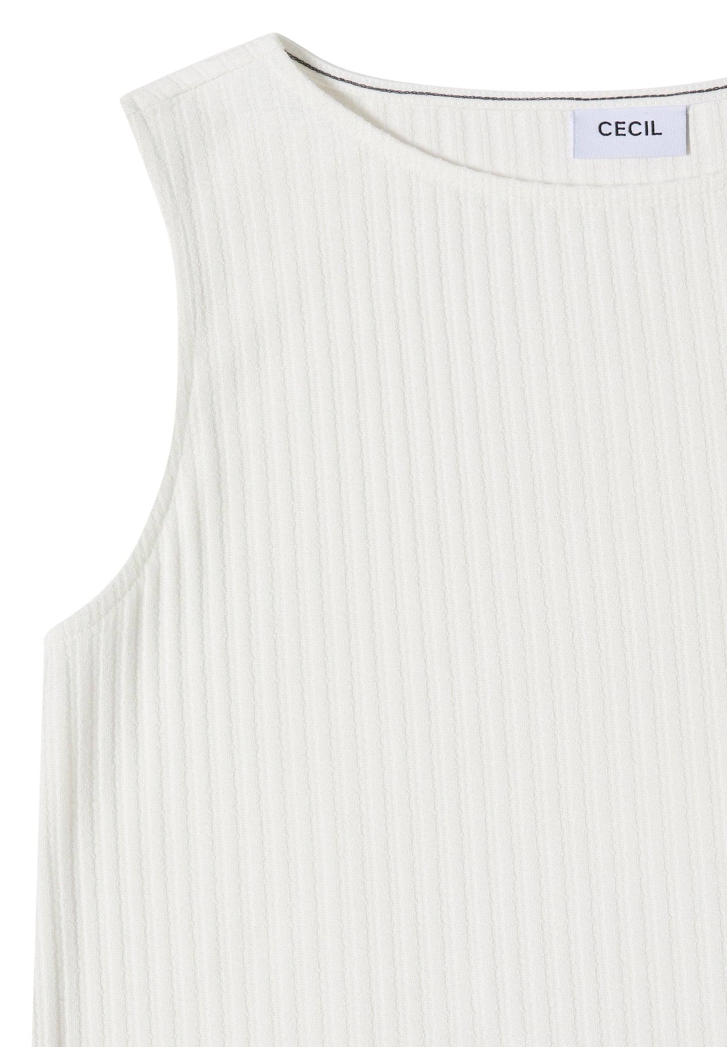 CECIL - Top in Rippstruktur mit U-Boot-Ausschnitt - Farbe: vanilla white