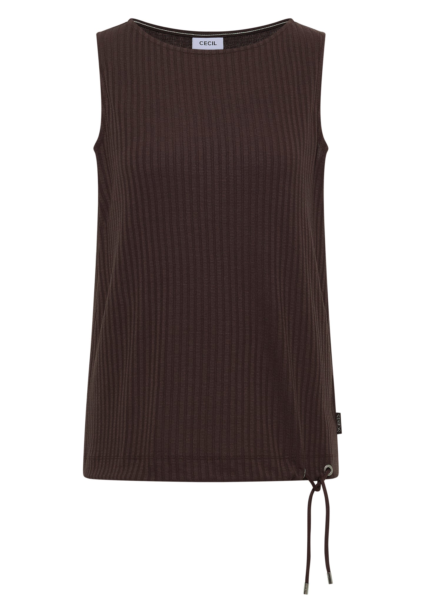 CECIL - Top in Rippstruktur mit U-Boot-Ausschnitt - Farbe: brown cacao