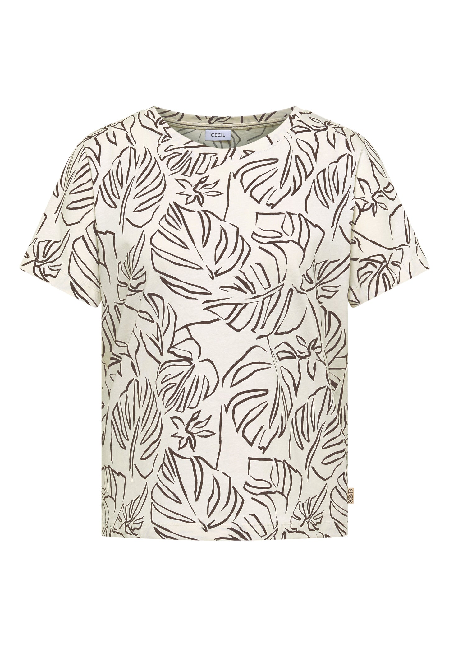 CECIL - T-Shirt mit Rundhals und Blätterprint - Farbe: light alabaster white