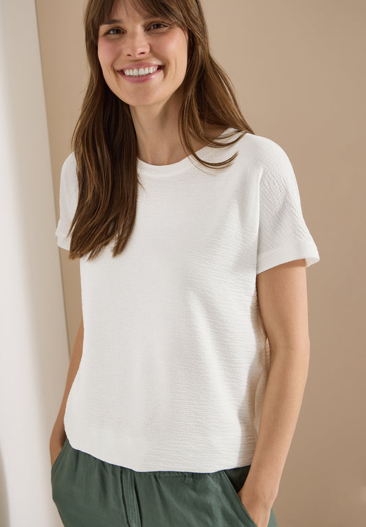 CECIL - T-Shirt mit Rundhals und Struktur - Farbe: vanilla white