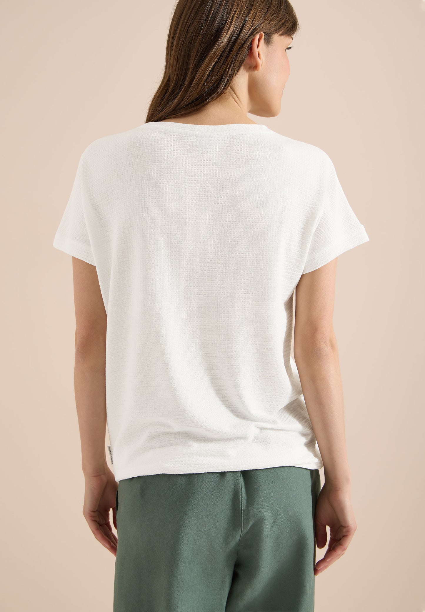 CECIL - T-Shirt mit Rundhals und Struktur - Farbe: vanilla white