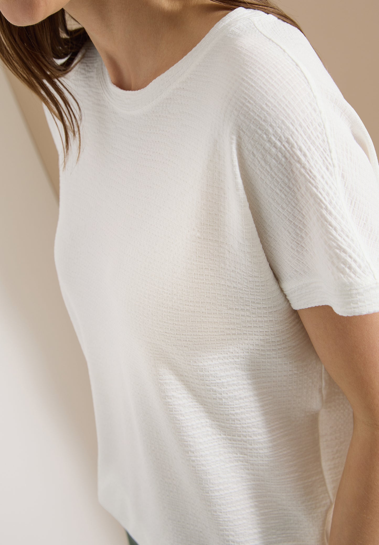 CECIL - T-Shirt mit Rundhals und Struktur - Farbe: vanilla white