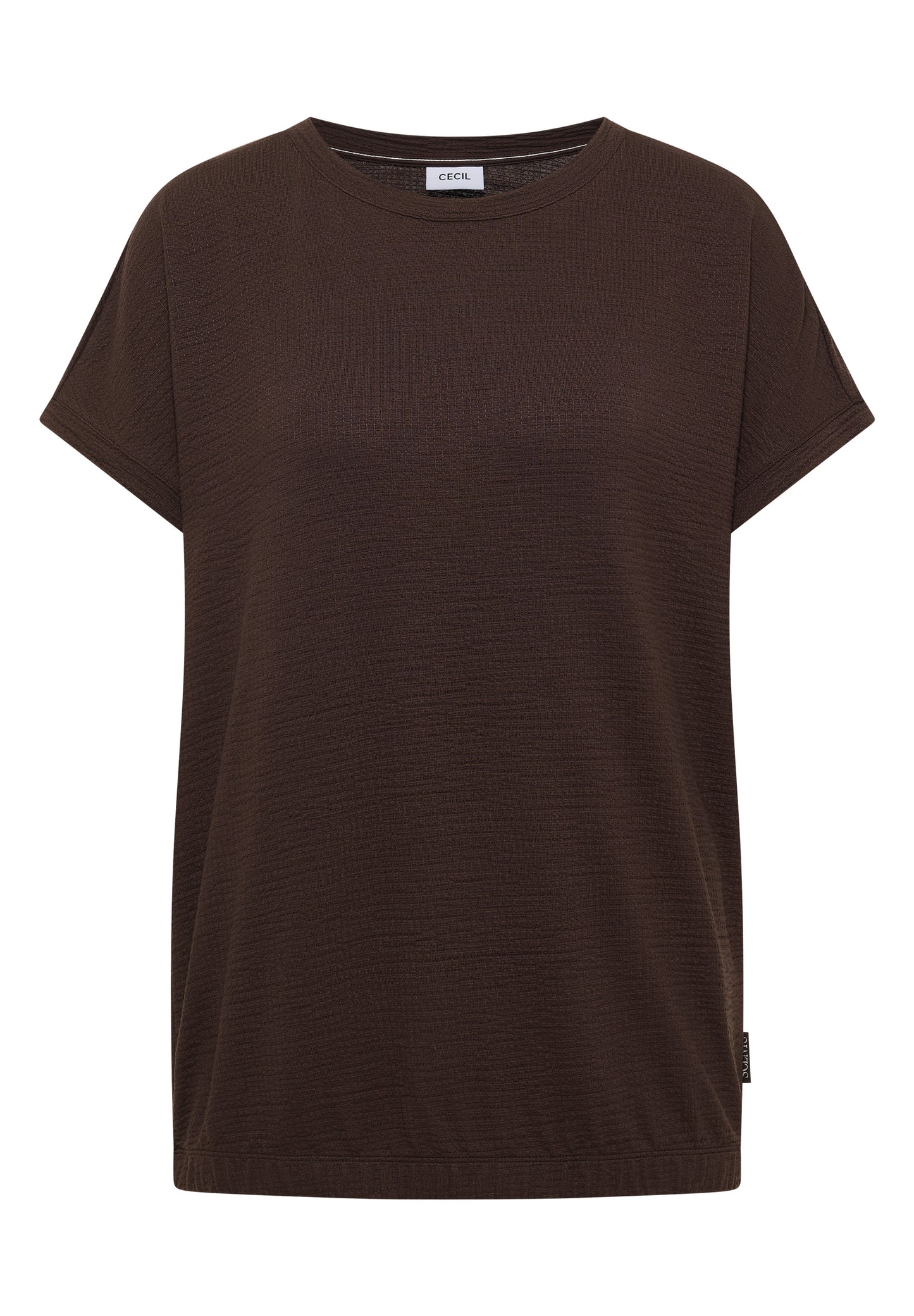 CECIL - T-Shirt mit Rundhals und Struktur - Farbe: brown cacao