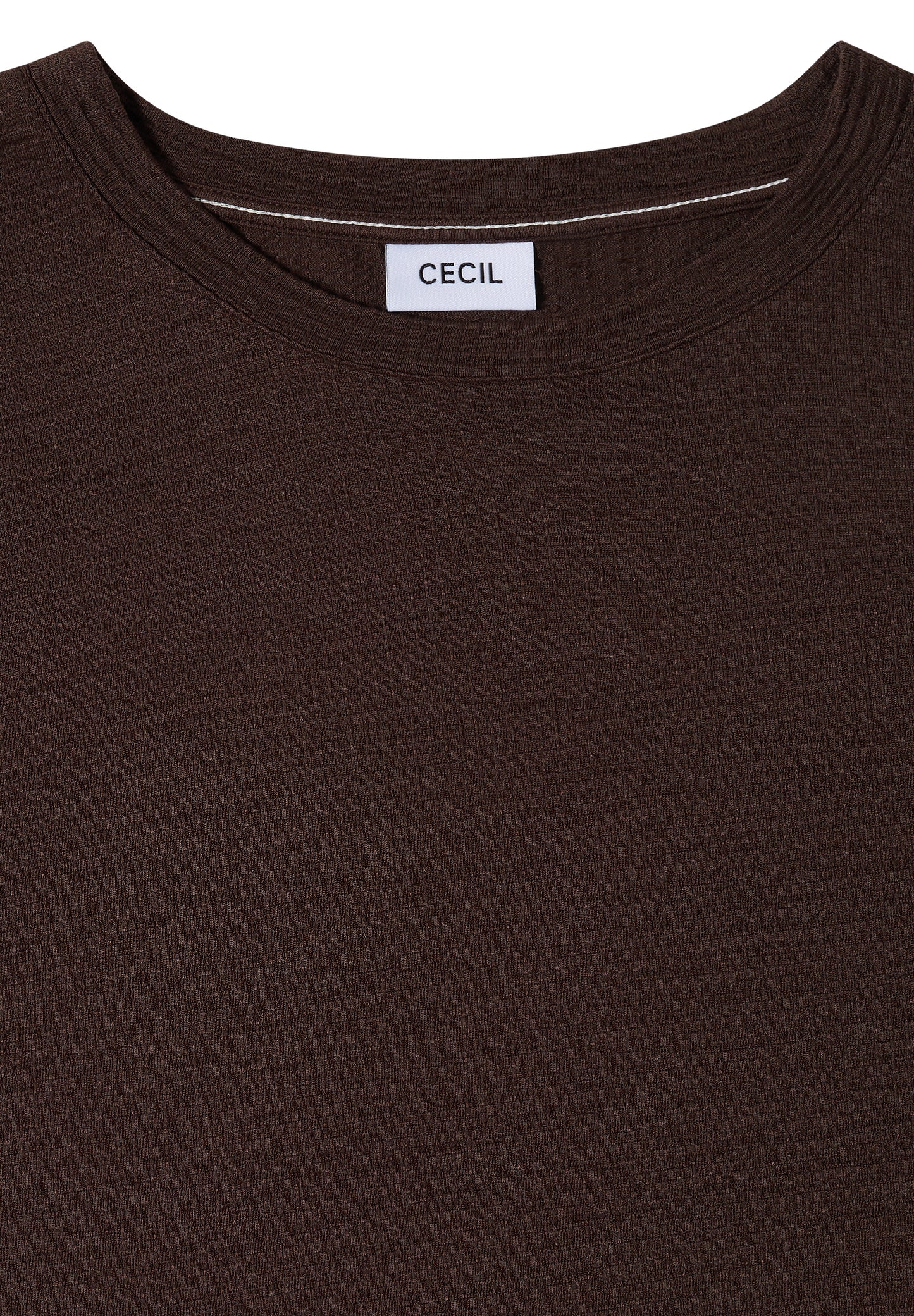 CECIL - T-Shirt mit Rundhals und Struktur - Farbe: brown cacao