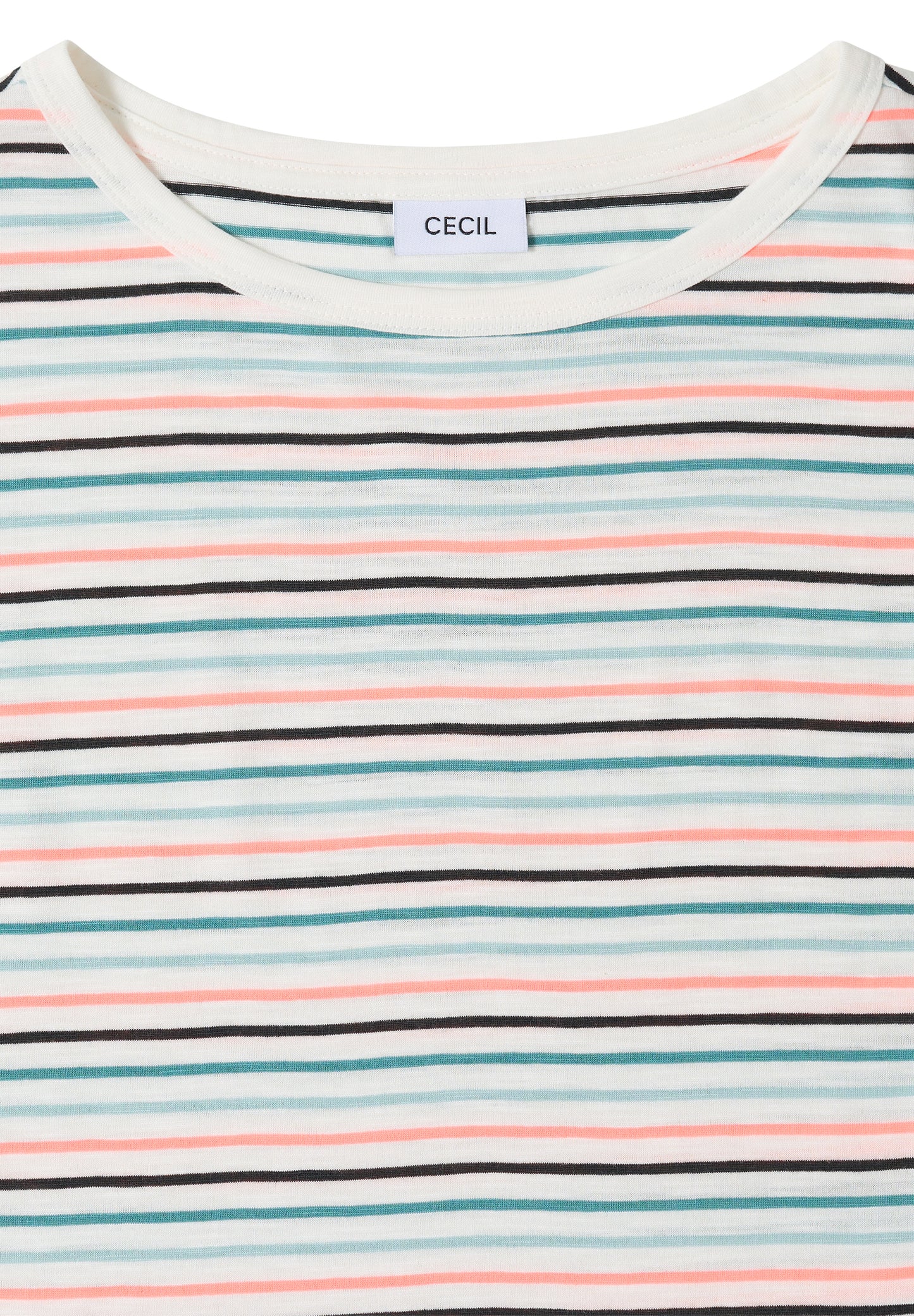 CECIL - T-Shirt mit Boat Neck und Turn-Up-Detail - Farbe: vanilla white