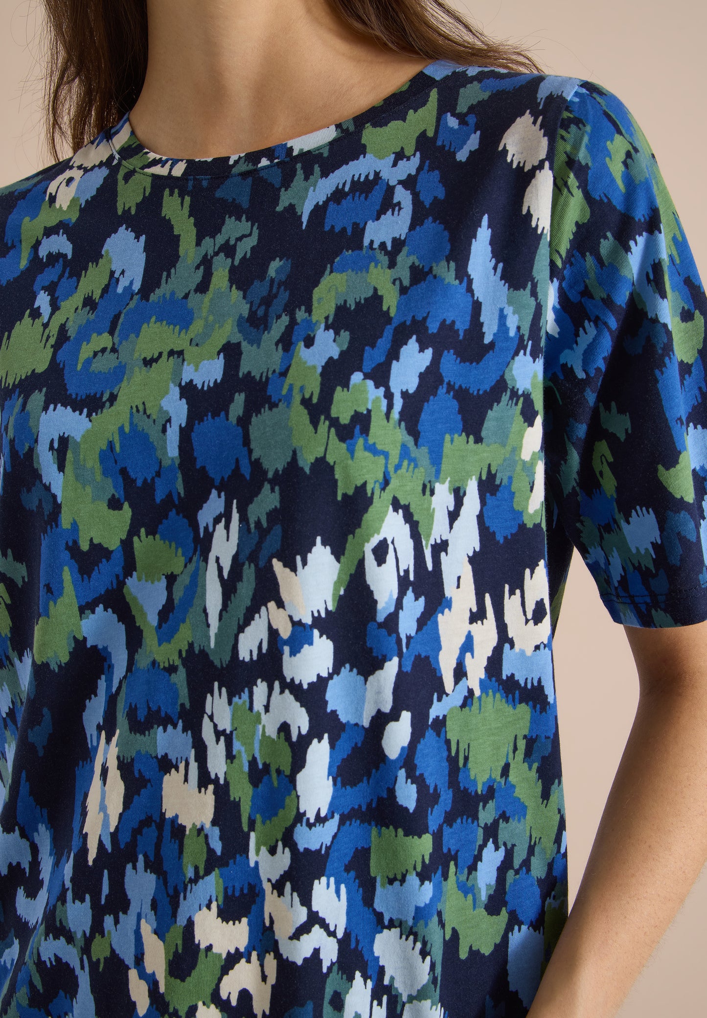 CECIL - T-Shirt mit Boat Neck und Print - Farbe: urban dark blue