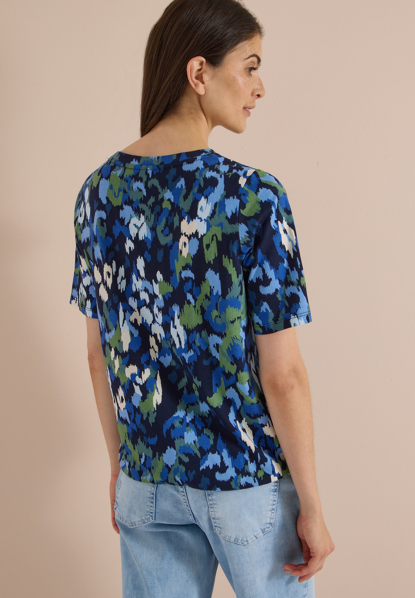 CECIL - T-Shirt mit Boat Neck und Print - Farbe: urban dark blue