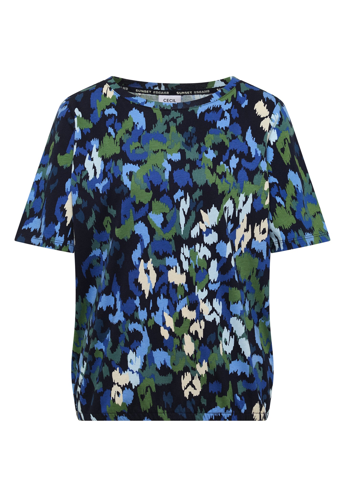 CECIL - T-Shirt mit Boat Neck und Print - Farbe: urban dark blue
