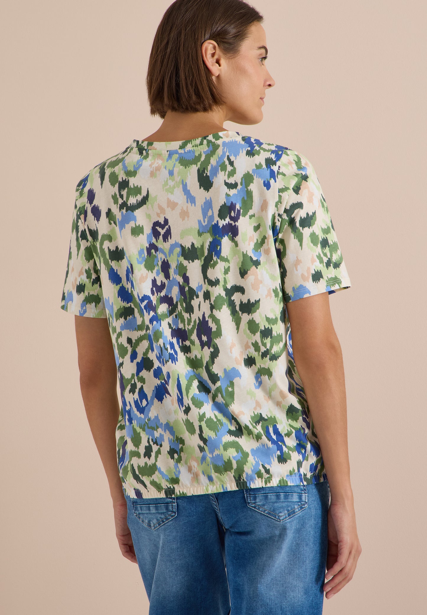CECIL - T-Shirt mit Boat Neck und Print - Farbe: cashmere beige