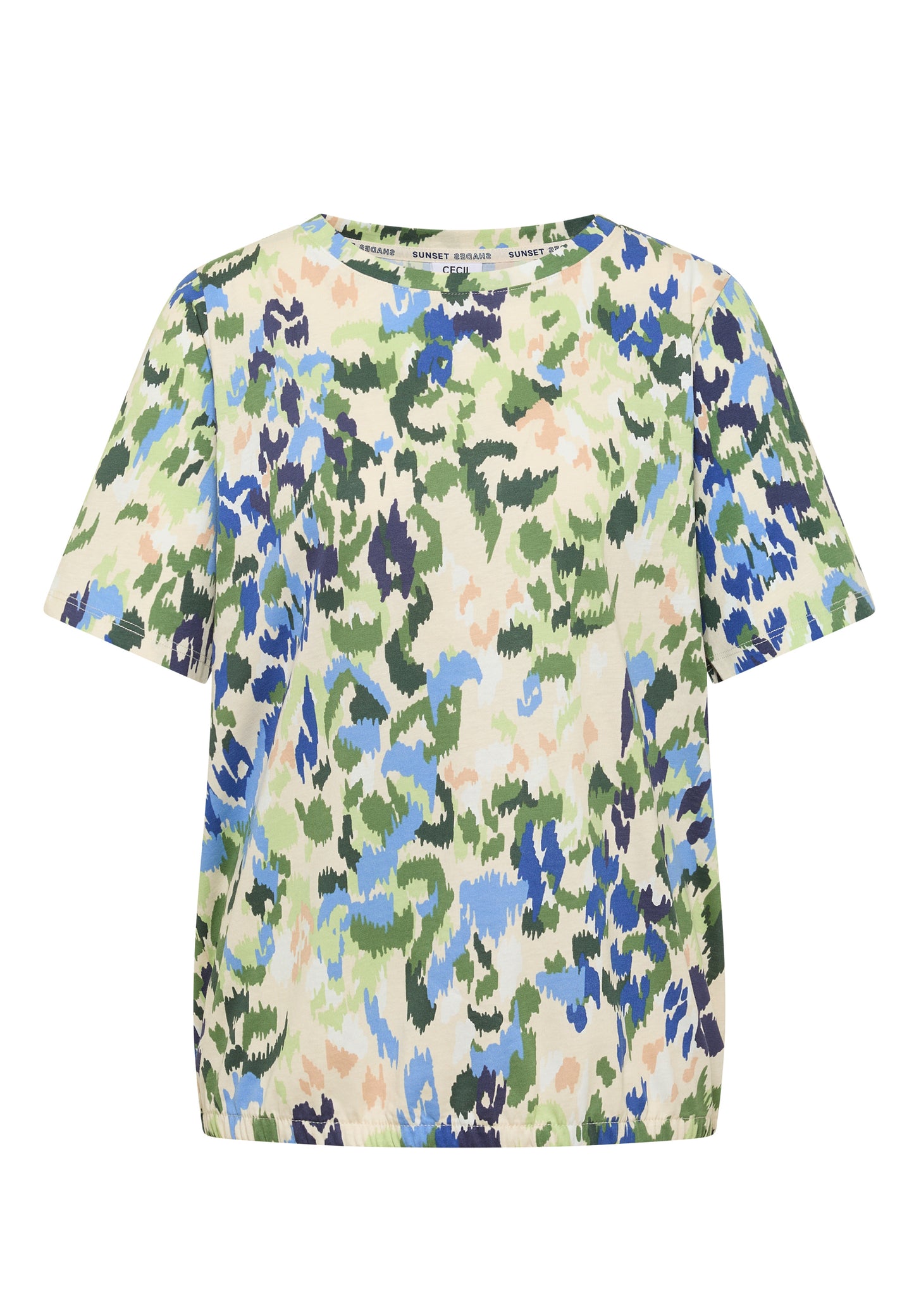 CECIL - T-Shirt mit Boat Neck und Print - Farbe: cashmere beige