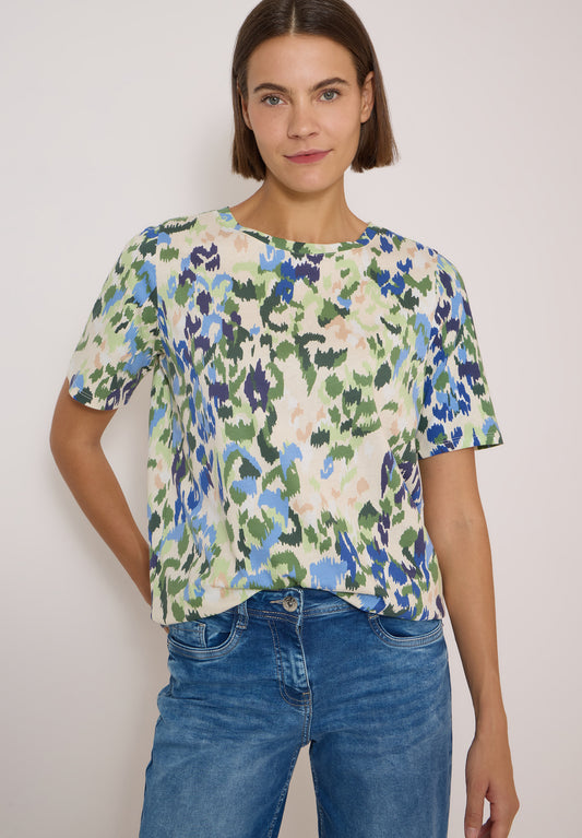 CECIL - T-Shirt mit Boat Neck und Print - Farbe: cashmere beige