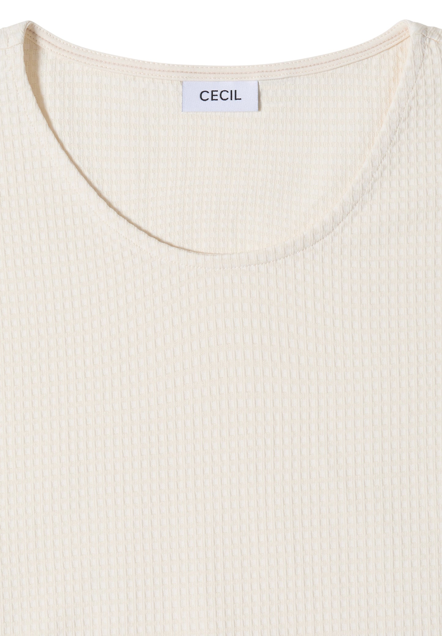 CECIL - T-Shirt mit Waffel-Struktur - Farbe: vanilla white