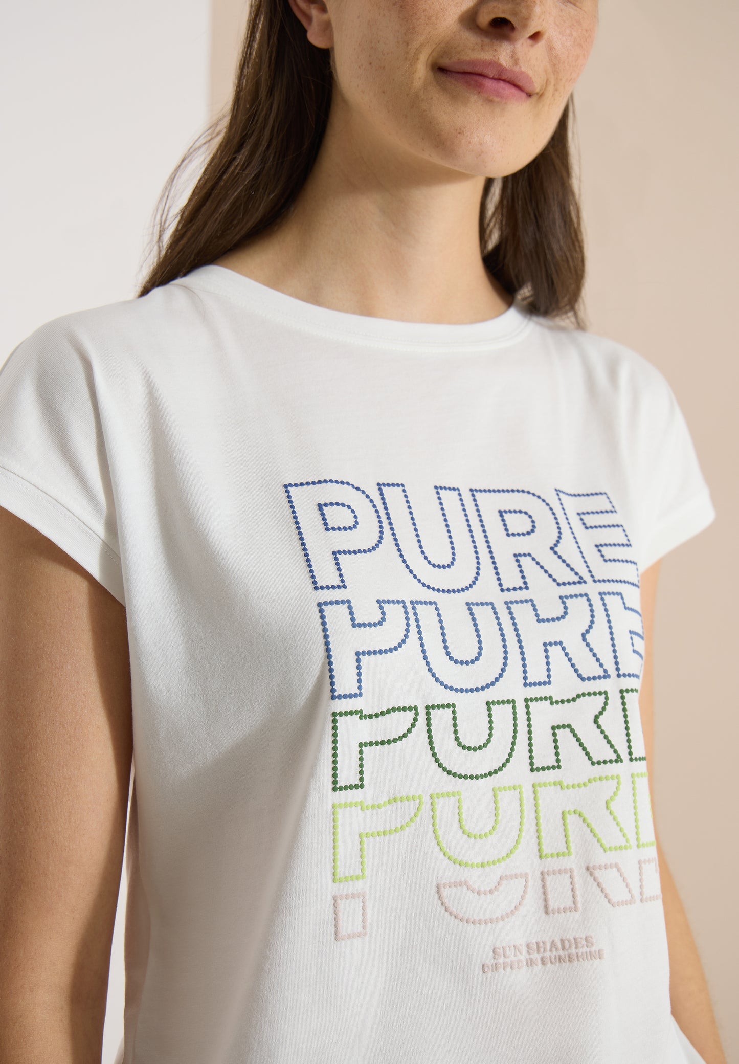 CECIL - T-Shirt mit Boat Neck und Frontprint - Farbe: vanilla white