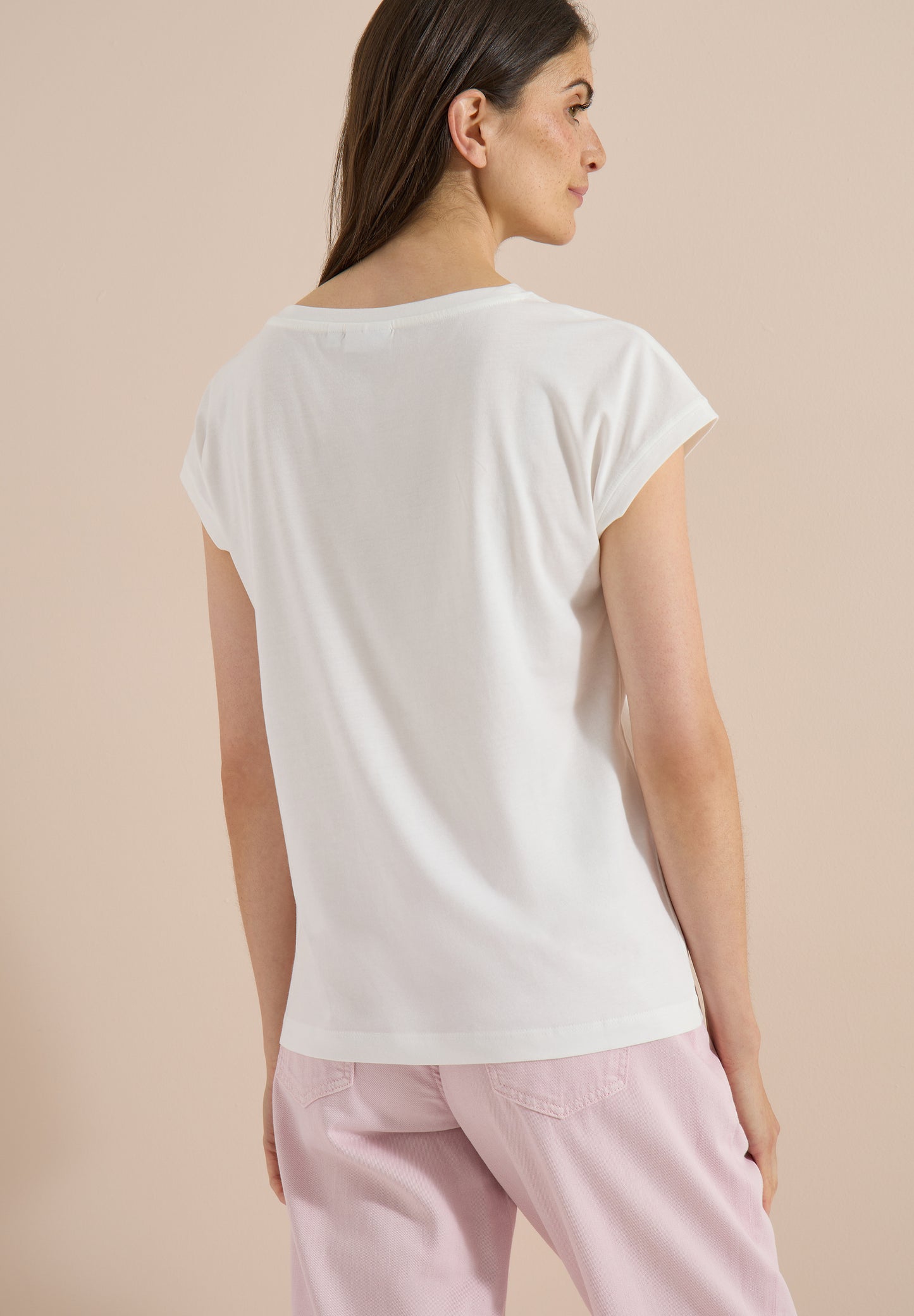 CECIL - T-Shirt mit Boat Neck und Frontprint - Farbe: vanilla white