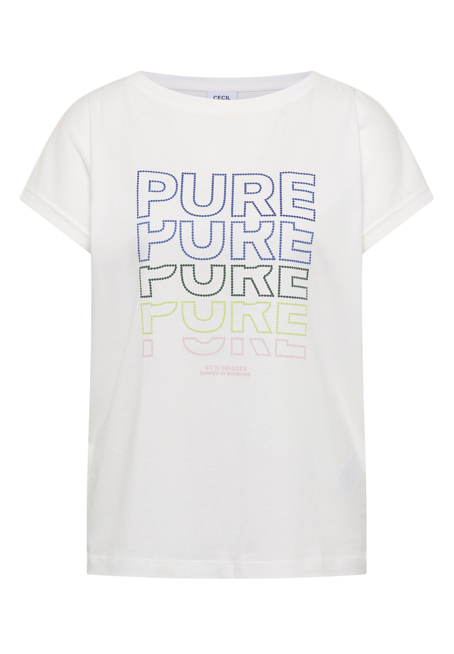CECIL - T-Shirt mit Boat Neck und Frontprint - Farbe: vanilla white