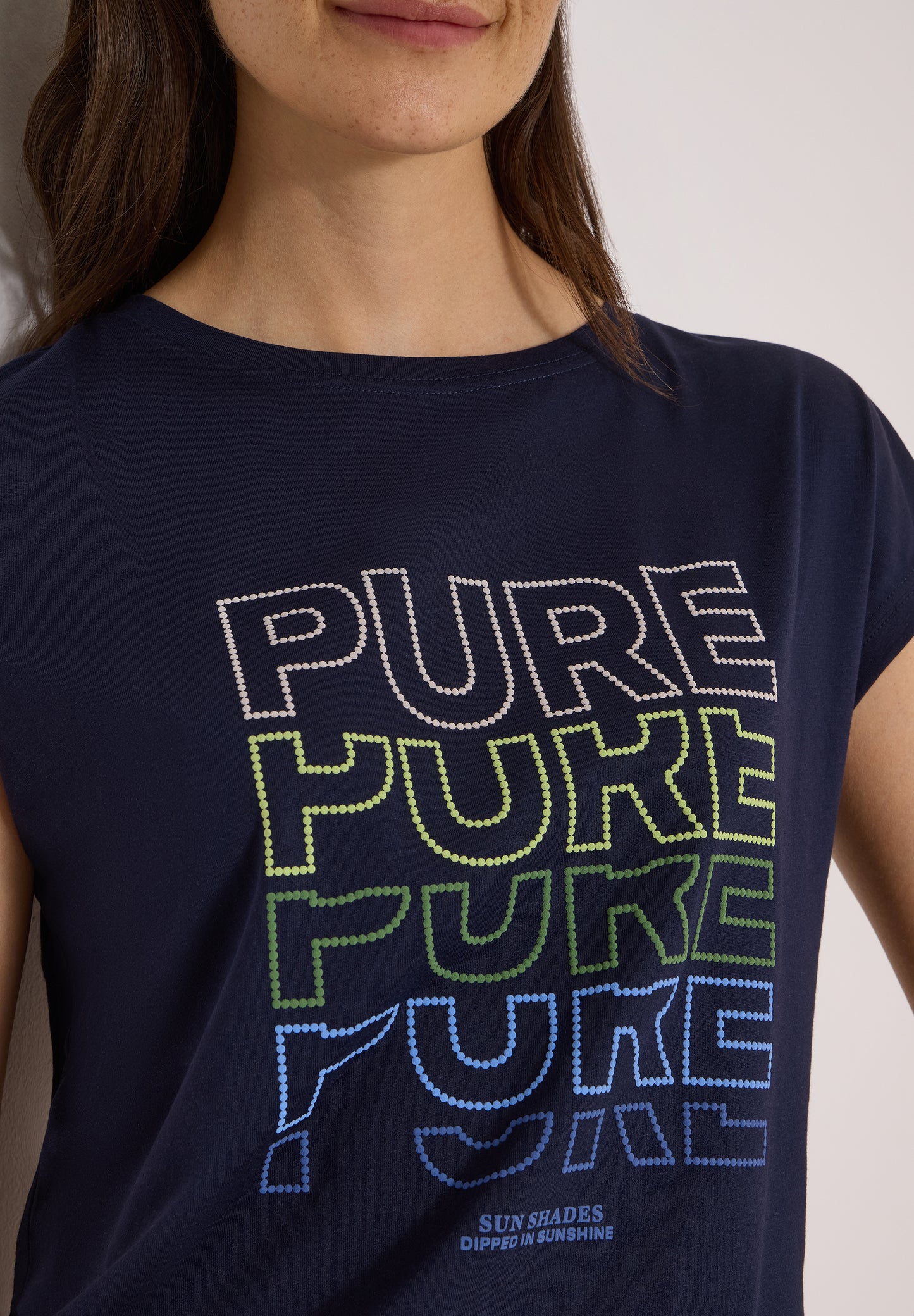 CECIL - T-Shirt mit Boat Neck und Frontprint - Farbe: urban dark blue