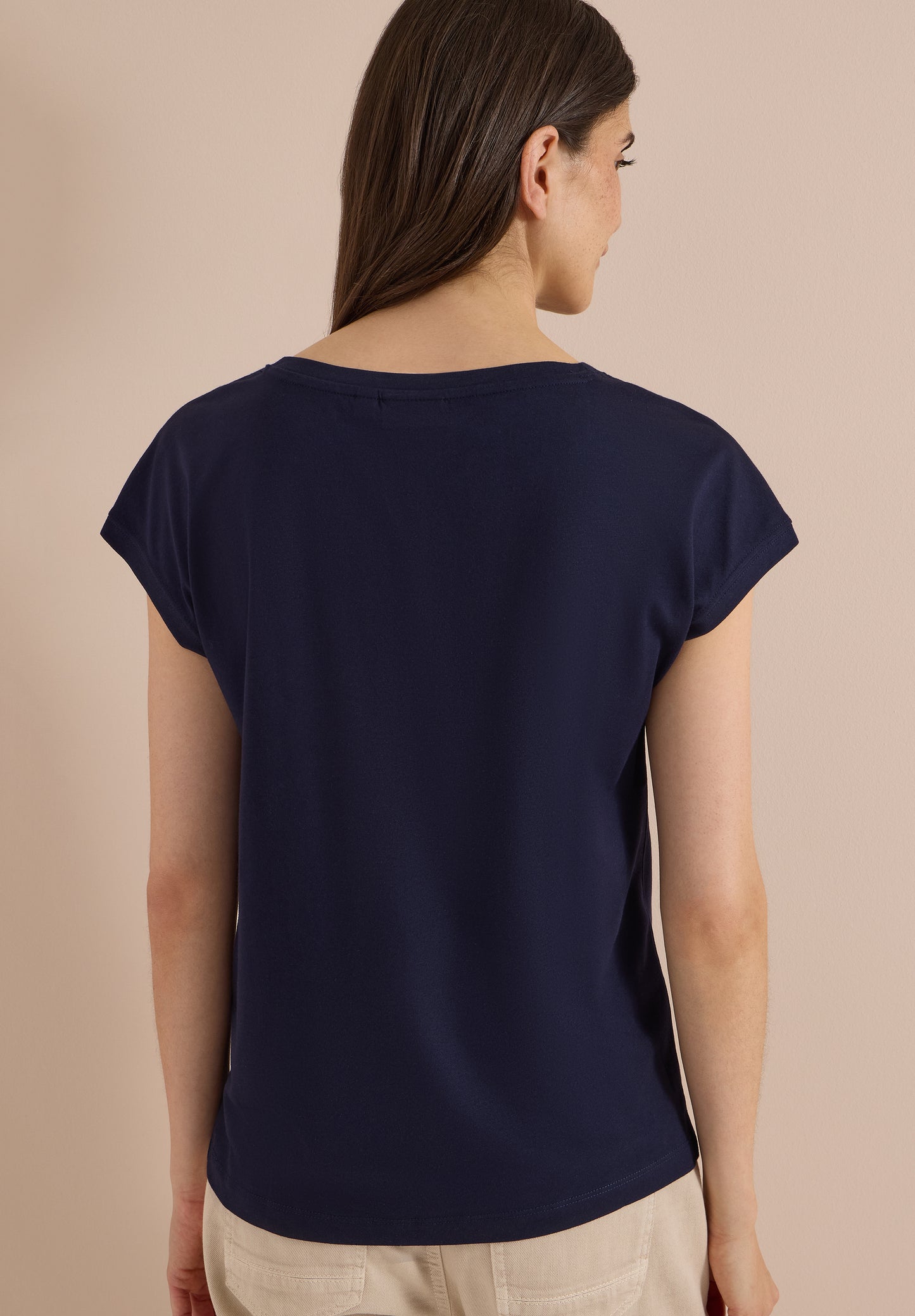 CECIL - T-Shirt mit Boat Neck und Frontprint - Farbe: urban dark blue