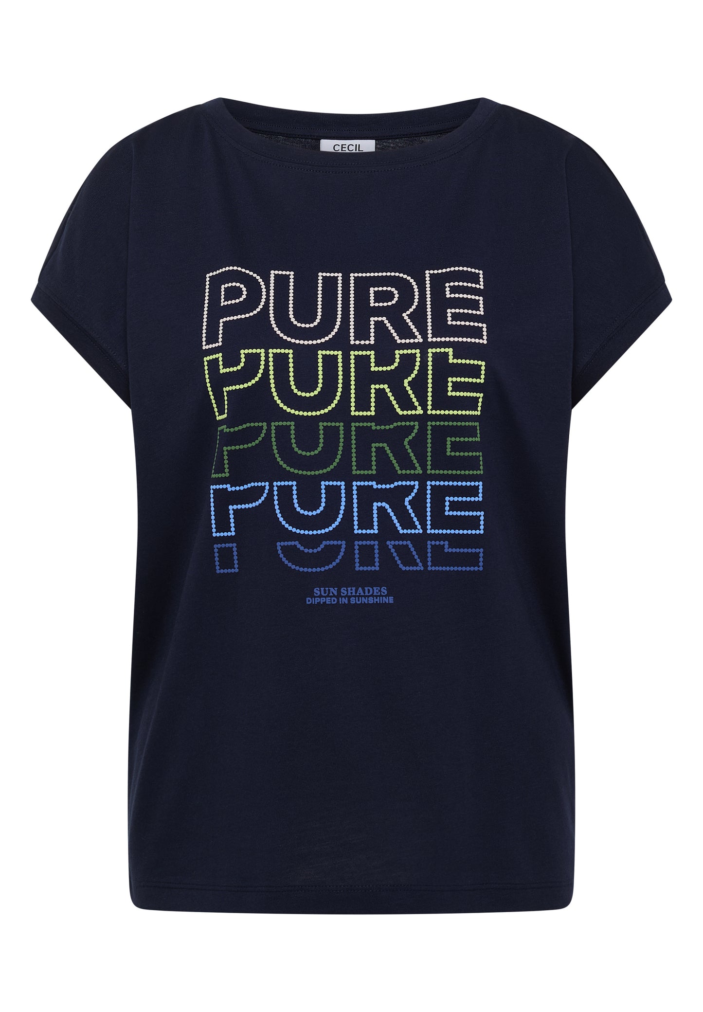 CECIL - T-Shirt mit Boat Neck und Frontprint - Farbe: urban dark blue