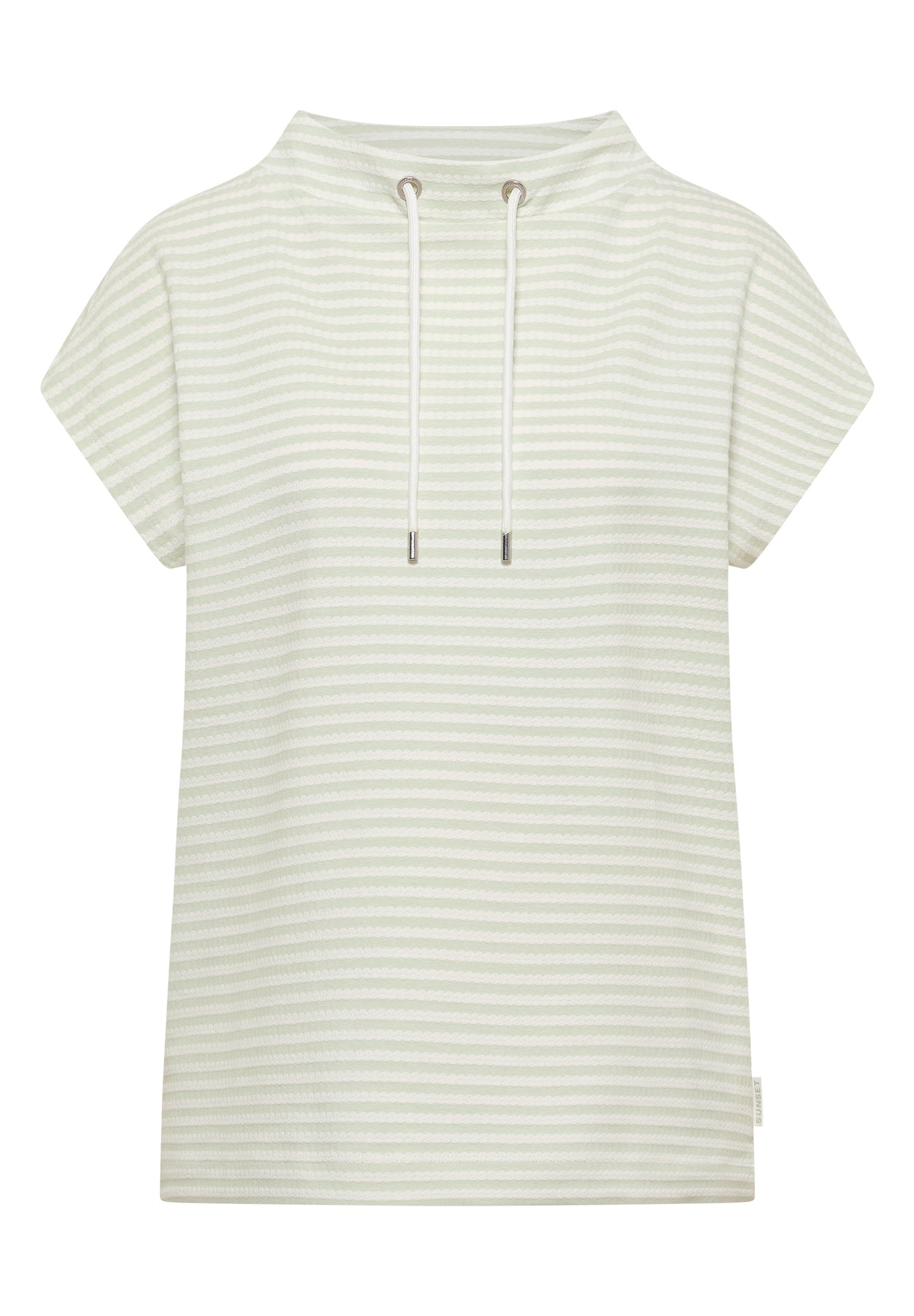 CECIL - T-Shirt mit Funnel Neck und Streifen - Farbe: raw matcha lime