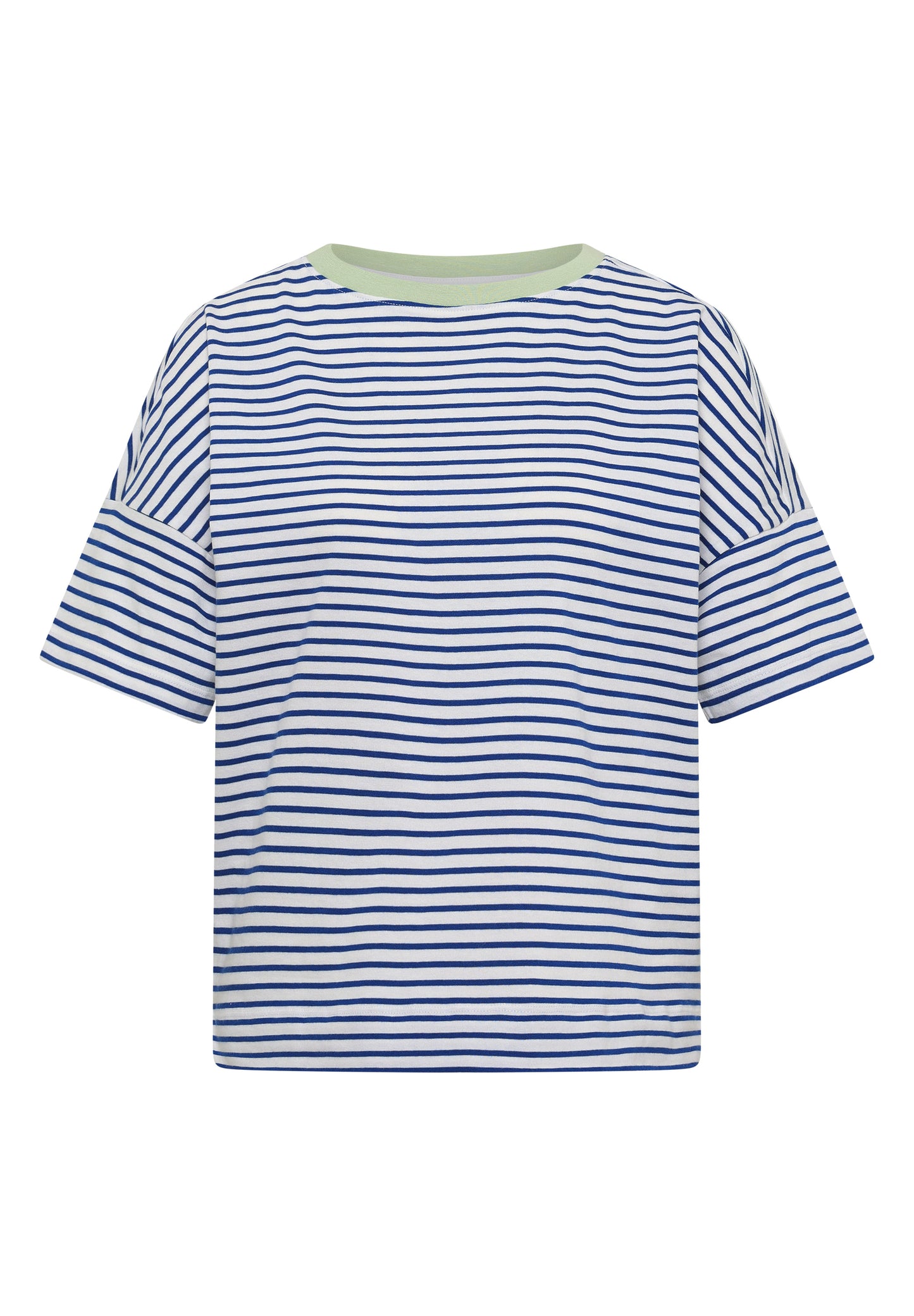 CECIL - T-Shirt mit Streifen und Kontrastdetail - Farbe: deep river blue