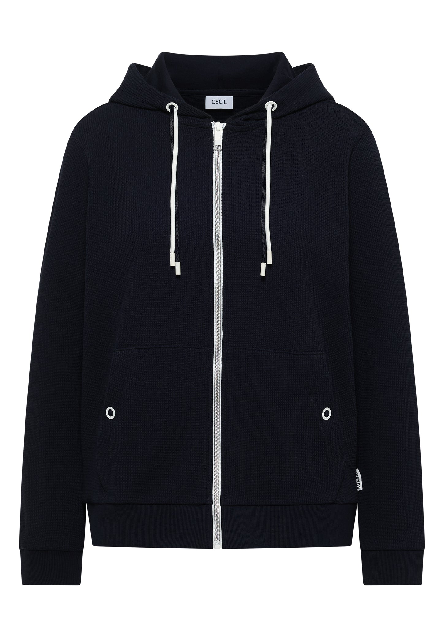 CECIL - Langarm Sweatjacke mit Kapuze und Struktur - Farbe: urban dark blue