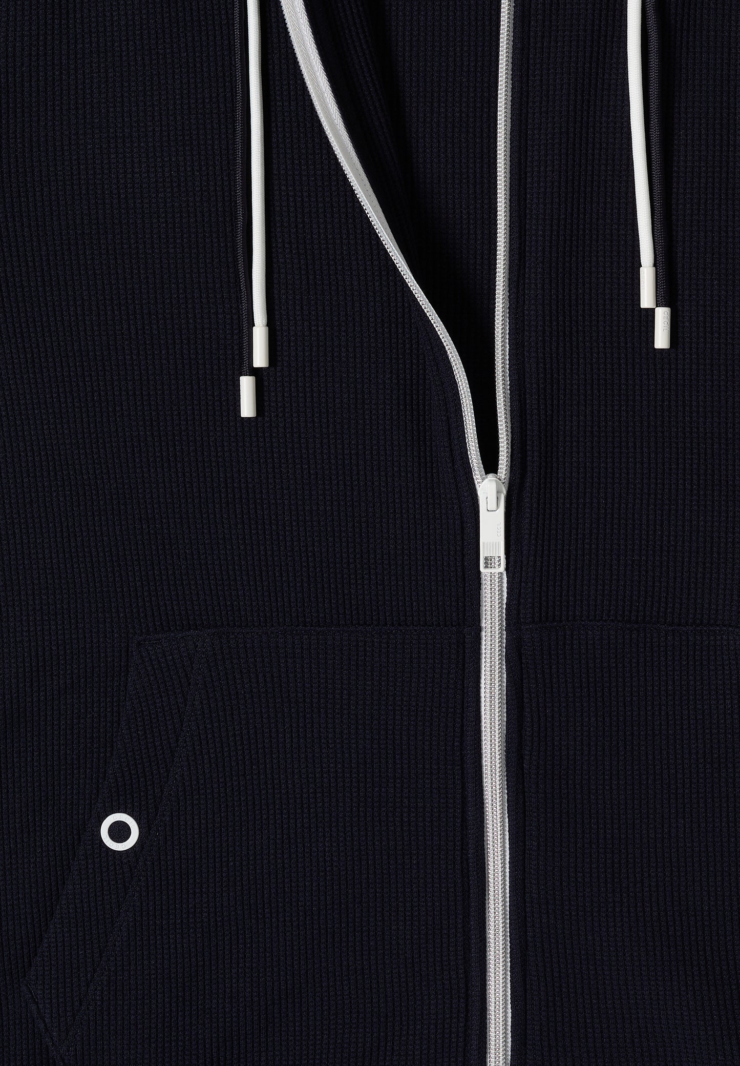 CECIL - Langarm Sweatjacke mit Kapuze und Struktur - Farbe: urban dark blue