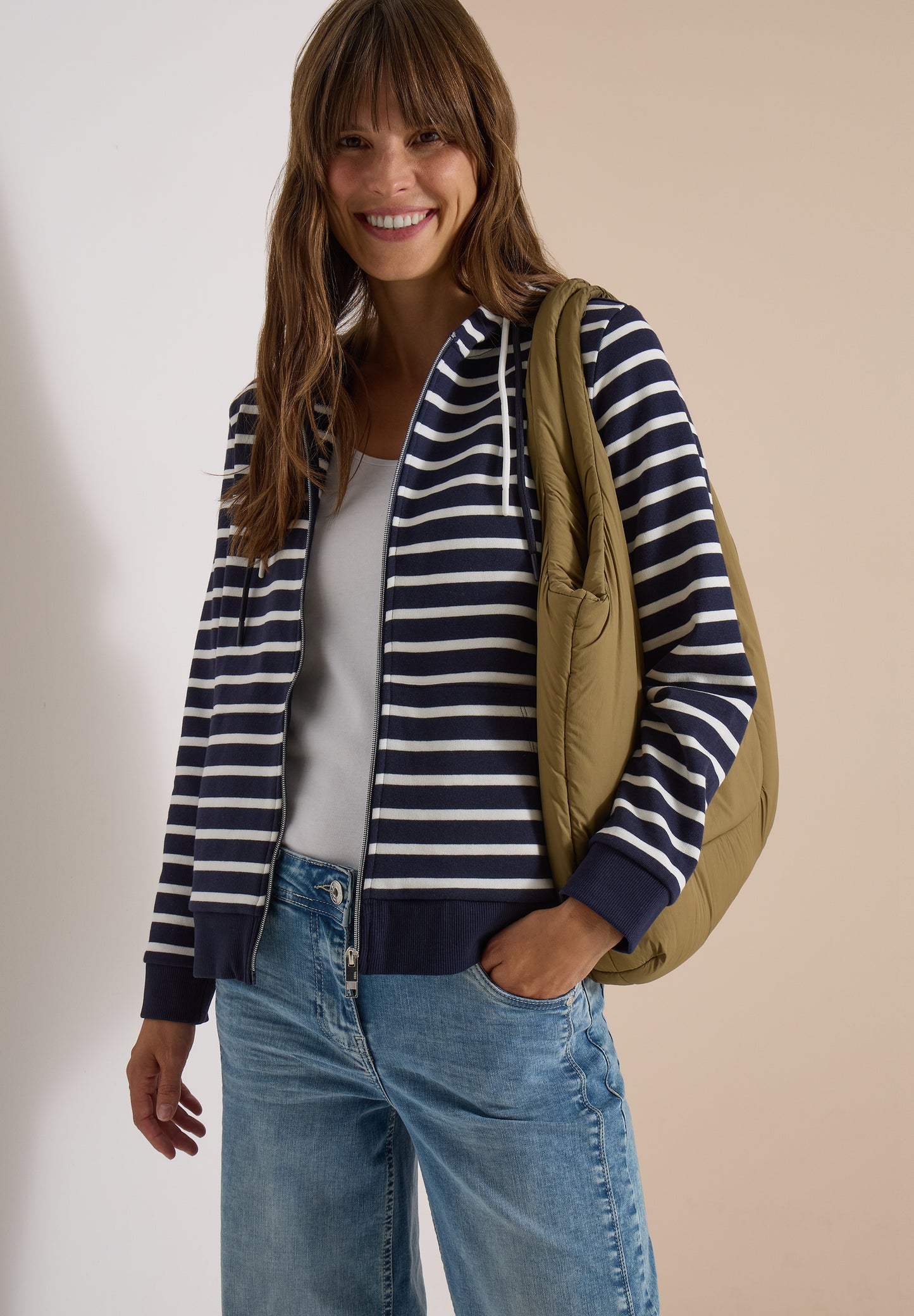 CECIL - Langarm Jacke mit Kapuze und Struktur - Farbe: Dunkelblau