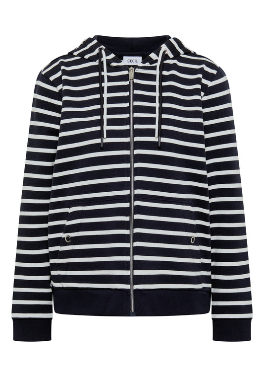 CECIL - Langarm Jacke mit Kapuze und Struktur - Farbe: Dunkelblau