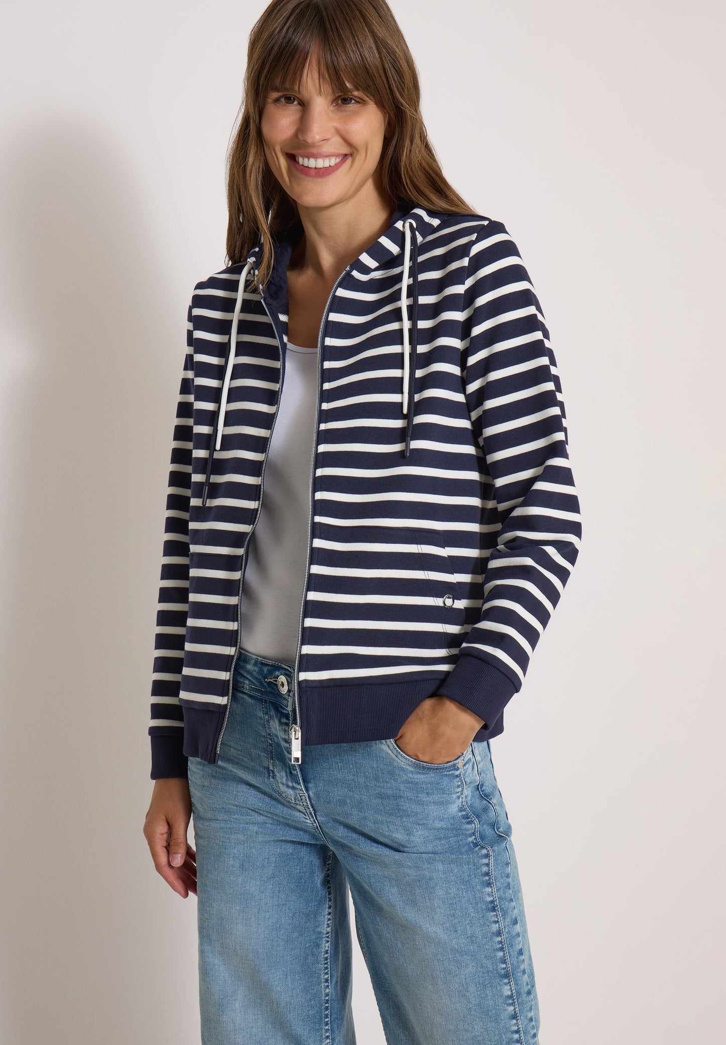 CECIL - Langarm Jacke mit Kapuze und Struktur - Farbe: Dunkelblau