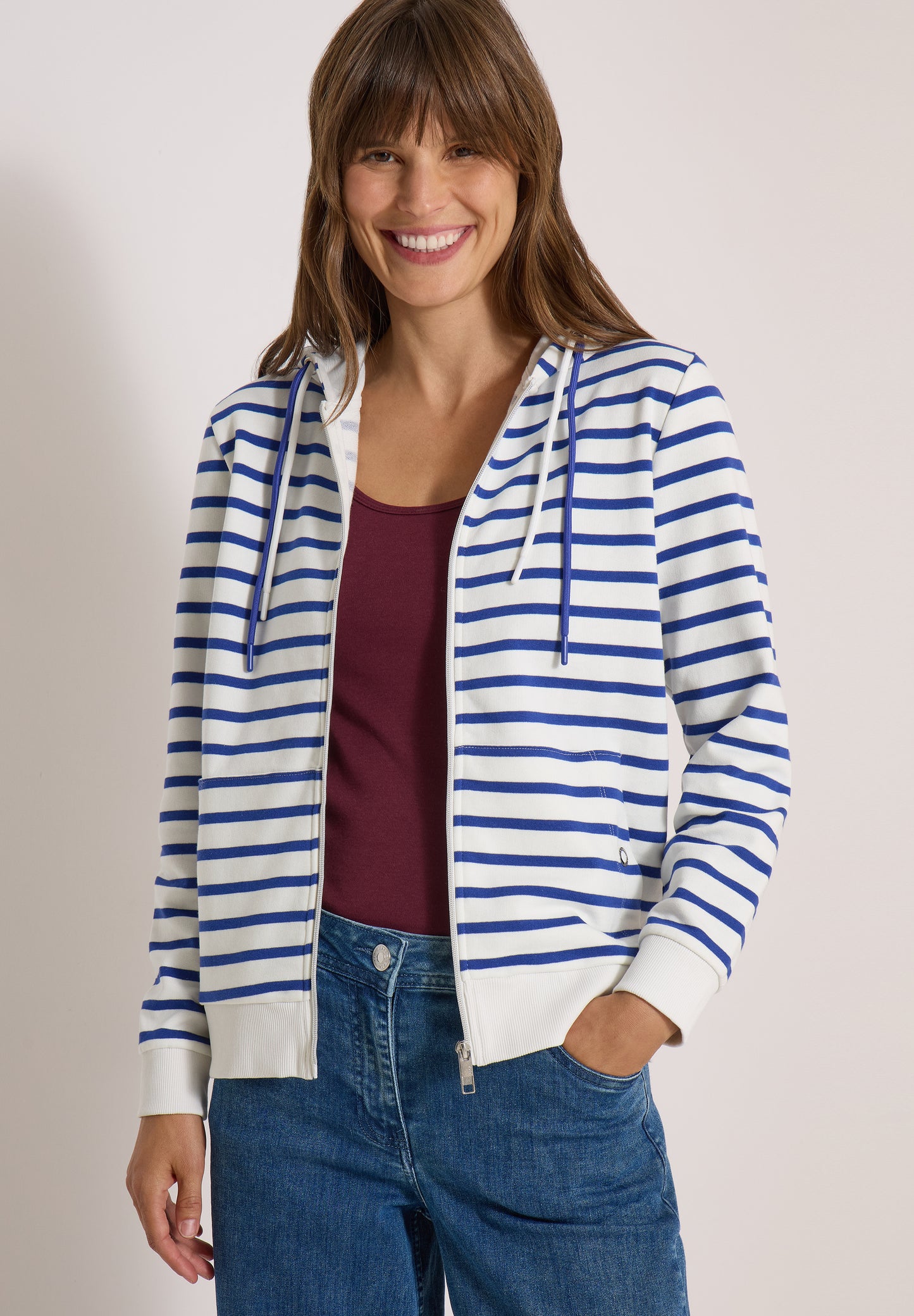 CECIL - Langarm Jacke mit Kapuze und Struktur - Farbe: Blau