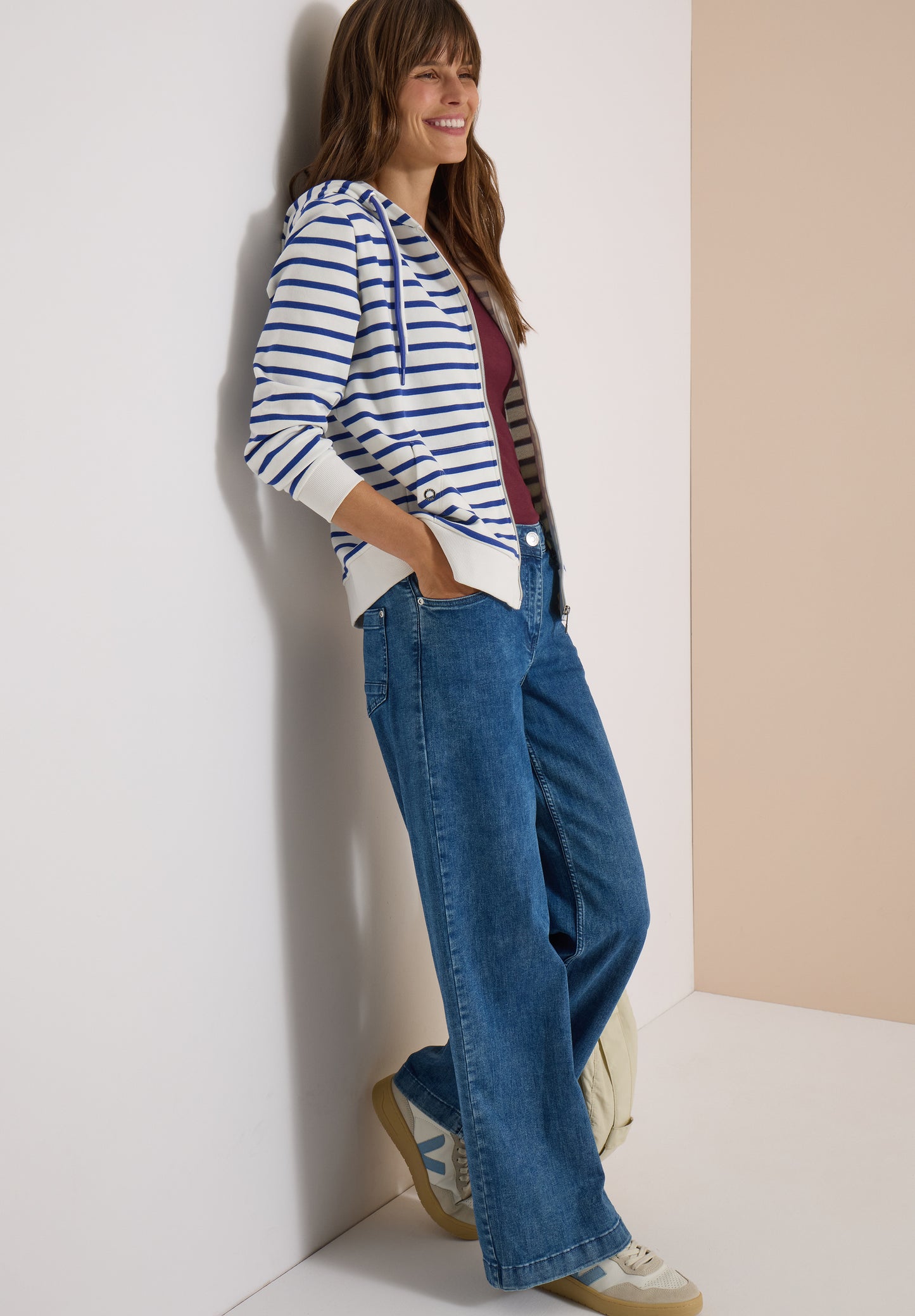 CECIL - Langarm Jacke mit Kapuze und Struktur - Farbe: Blau