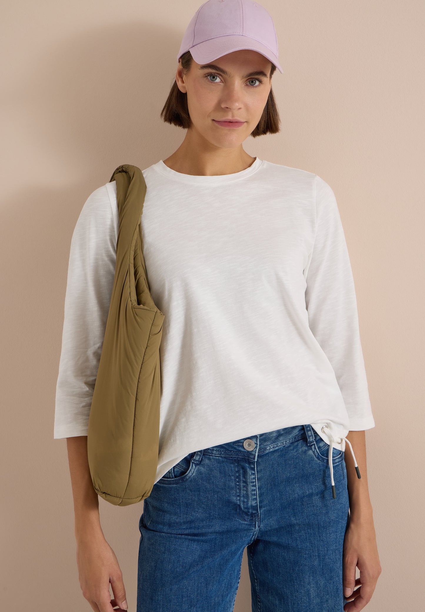 CECIL - 3/4-Arm Shirt mit Rundhals in Unifarbe - Farbe: vanilla white