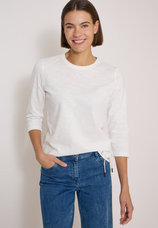 CECIL - 3/4-Arm Shirt mit Rundhals in Unifarbe - Farbe: vanilla white