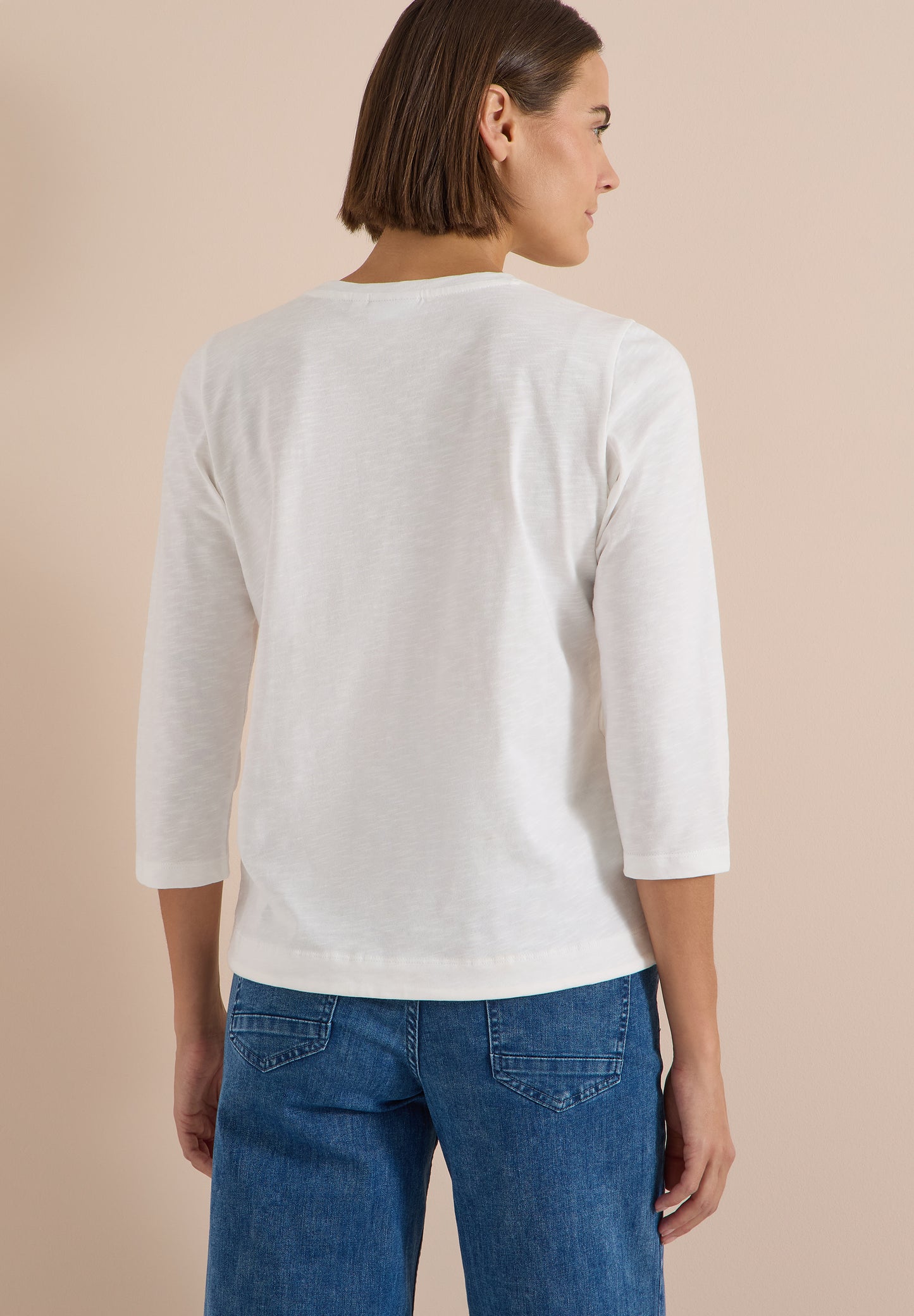 CECIL - 3/4-Arm Shirt mit Rundhals in Unifarbe - Farbe: vanilla white