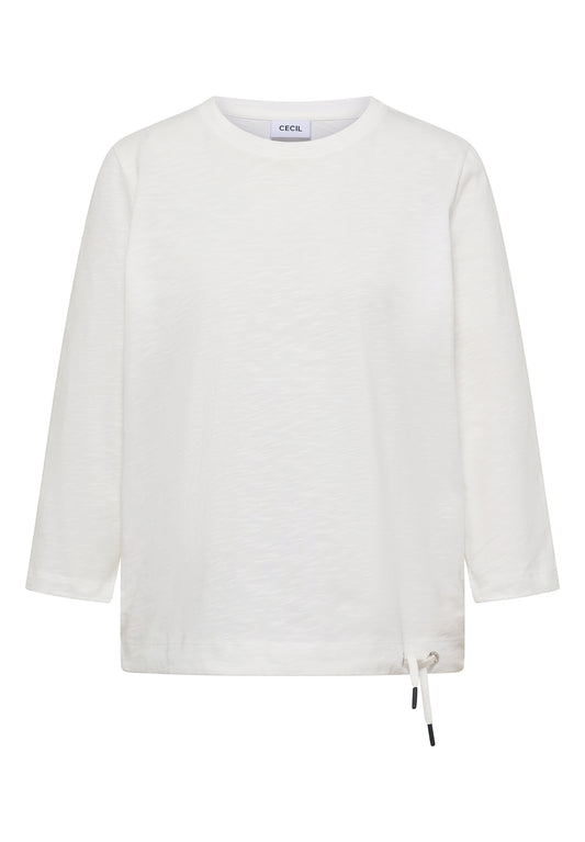 CECIL - 3/4-Arm Shirt mit Rundhals in Unifarbe - Farbe: vanilla white