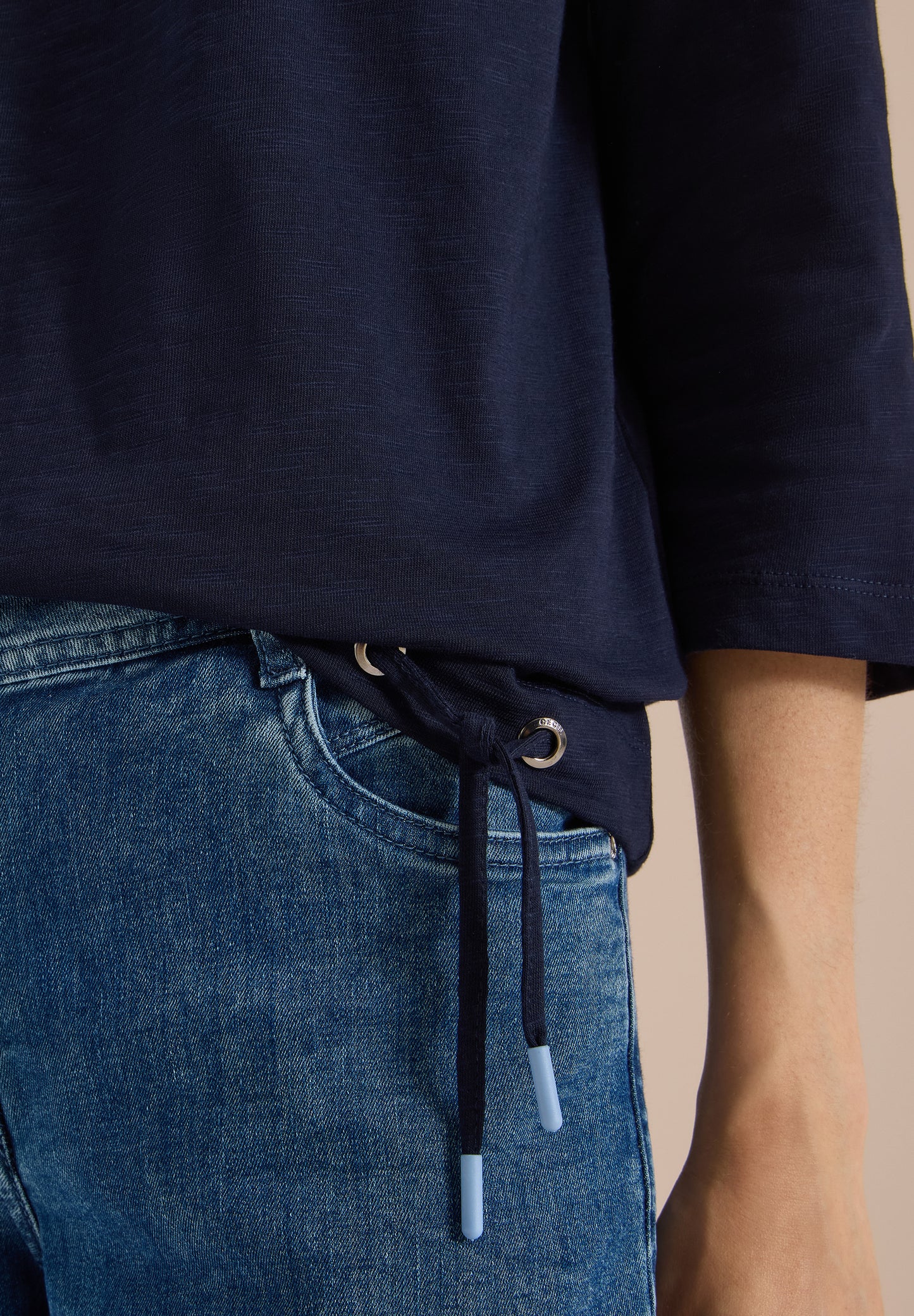 CECIL - 3/4-Arm Shirt mit Rundhals in Unifarbe - Farbe: urban dark blue