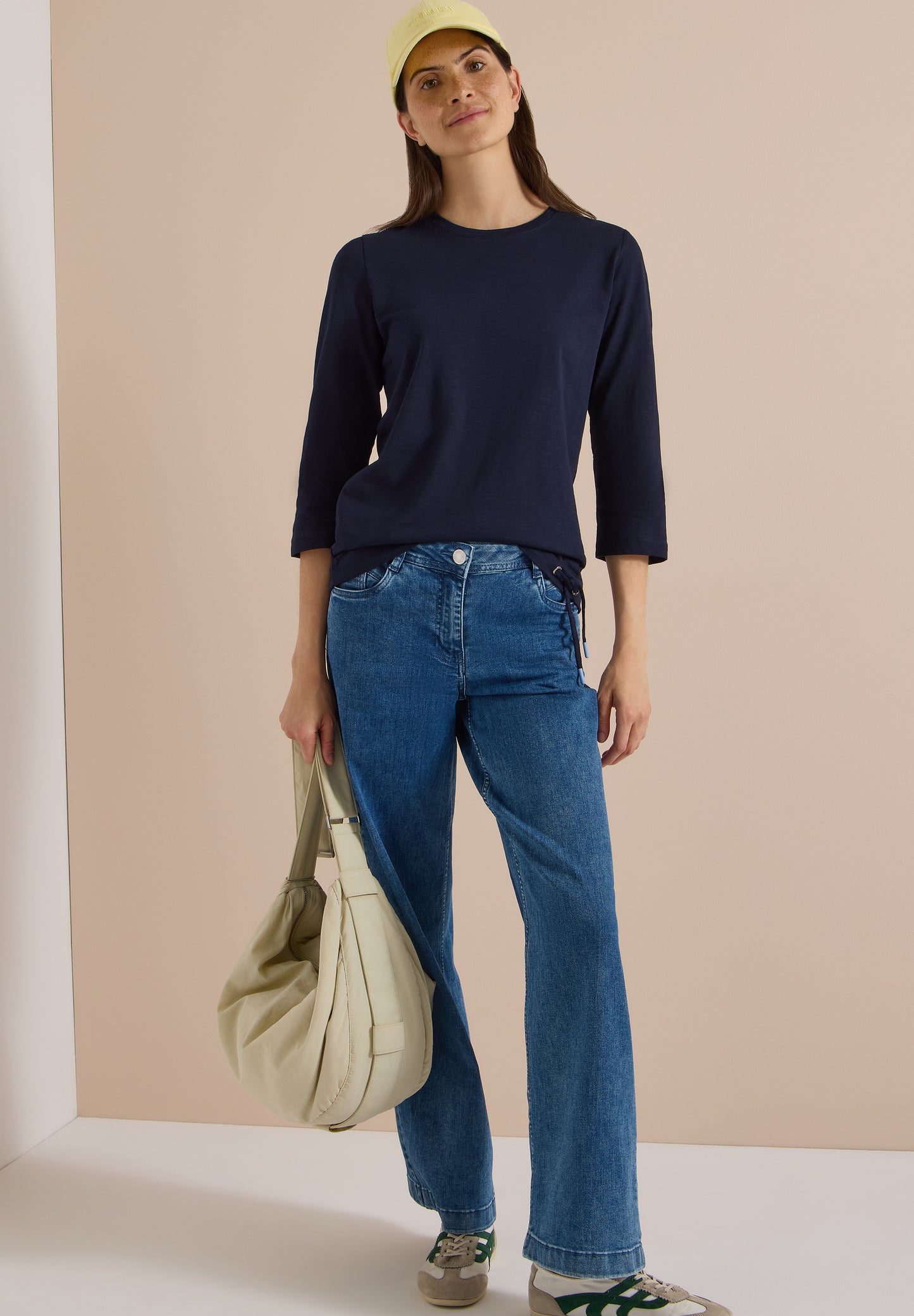 CECIL - 3/4-Arm Shirt mit Rundhals in Unifarbe - Farbe: urban dark blue