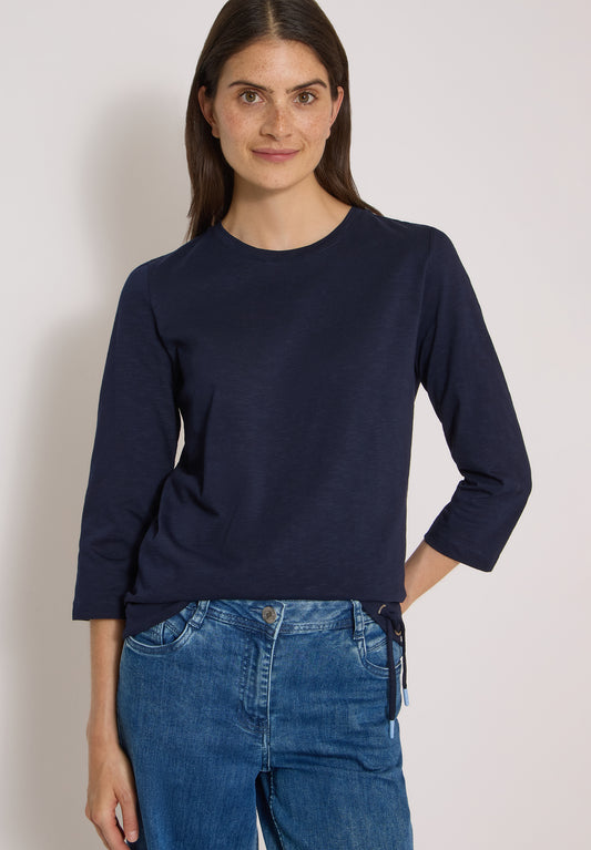 CECIL - 3/4-Arm Shirt mit Rundhals in Unifarbe - Farbe: urban dark blue