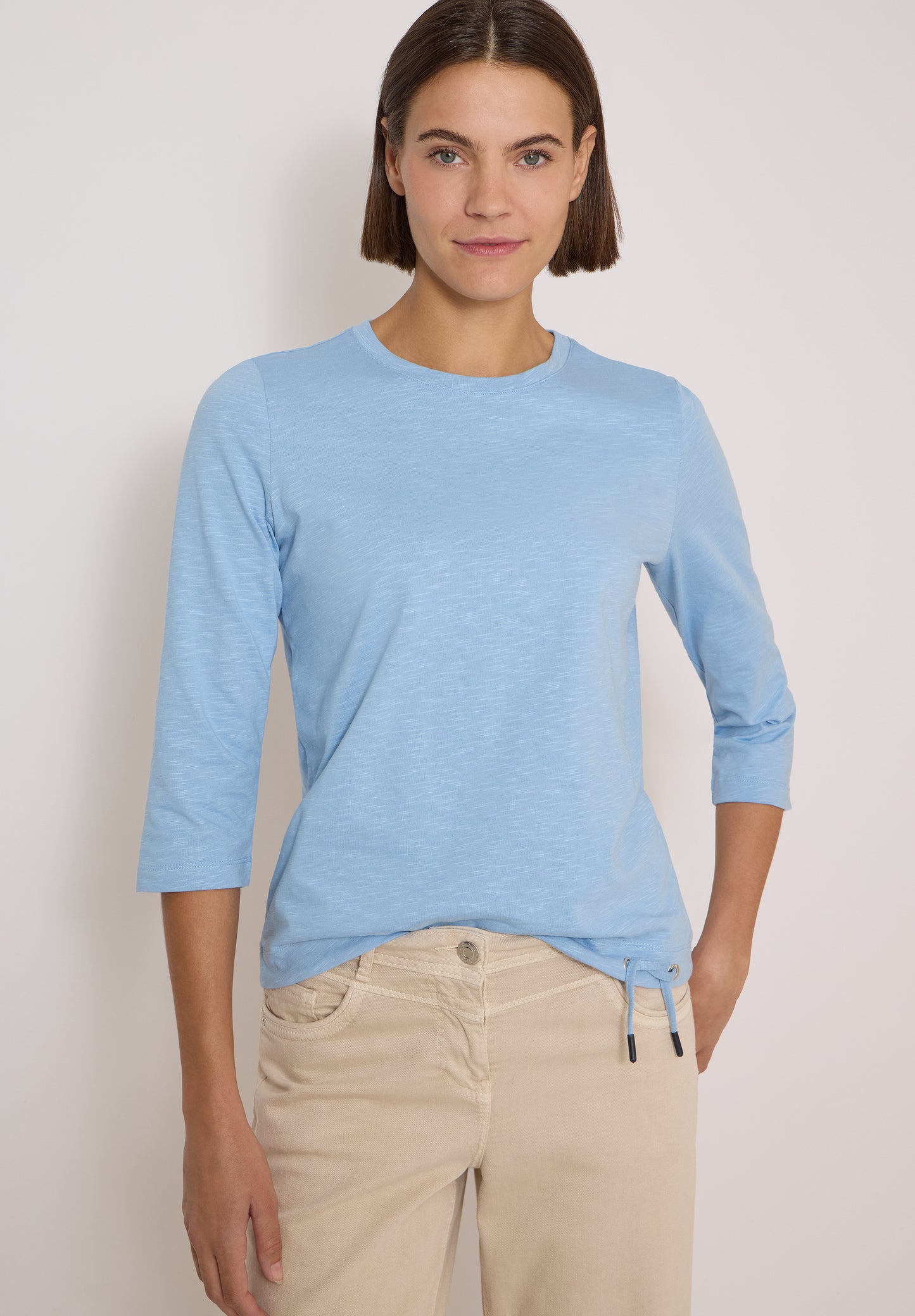 CECIL - 3/4-Arm Shirt mit Rundhals in Unifarbe - Farbe: easy blue