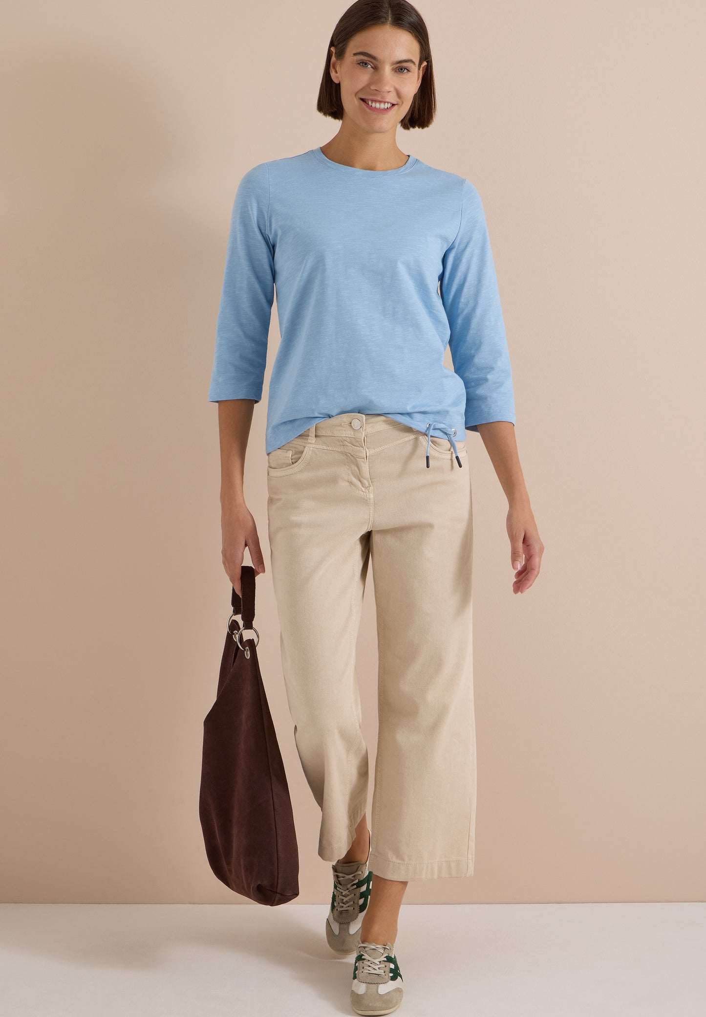 CECIL - 3/4-Arm Shirt mit Rundhals in Unifarbe - Farbe: easy blue