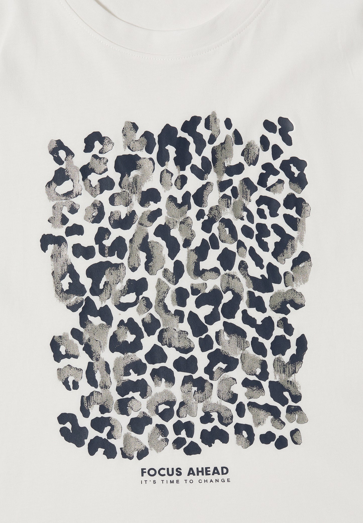 CECIL - T-Shirt mit Leo-Print und Foliendetails - Farbe: vanilla white