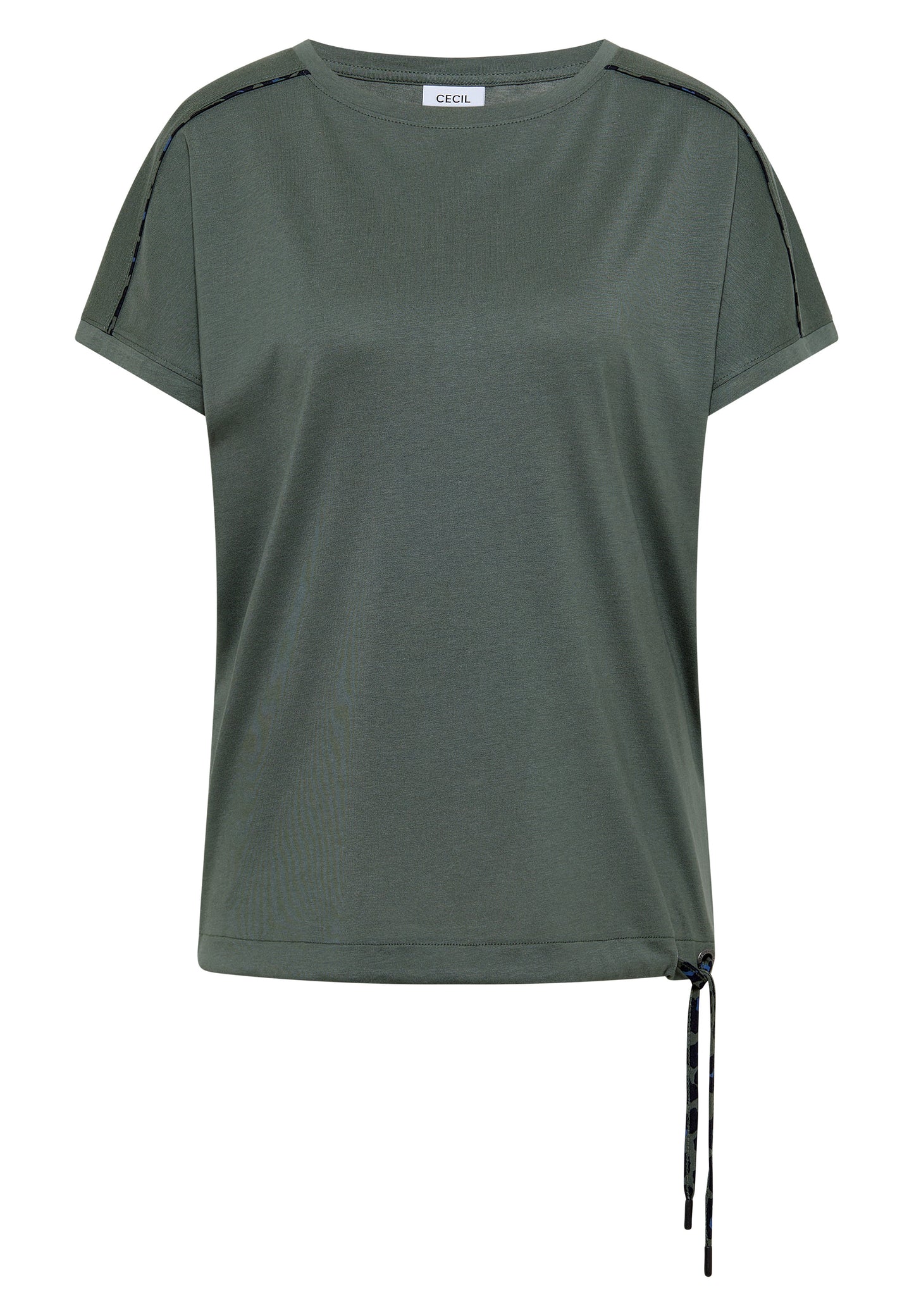 CECIL - T-Shirt mit Boat Neck und Leo-Piping - Farbe: dried olive green