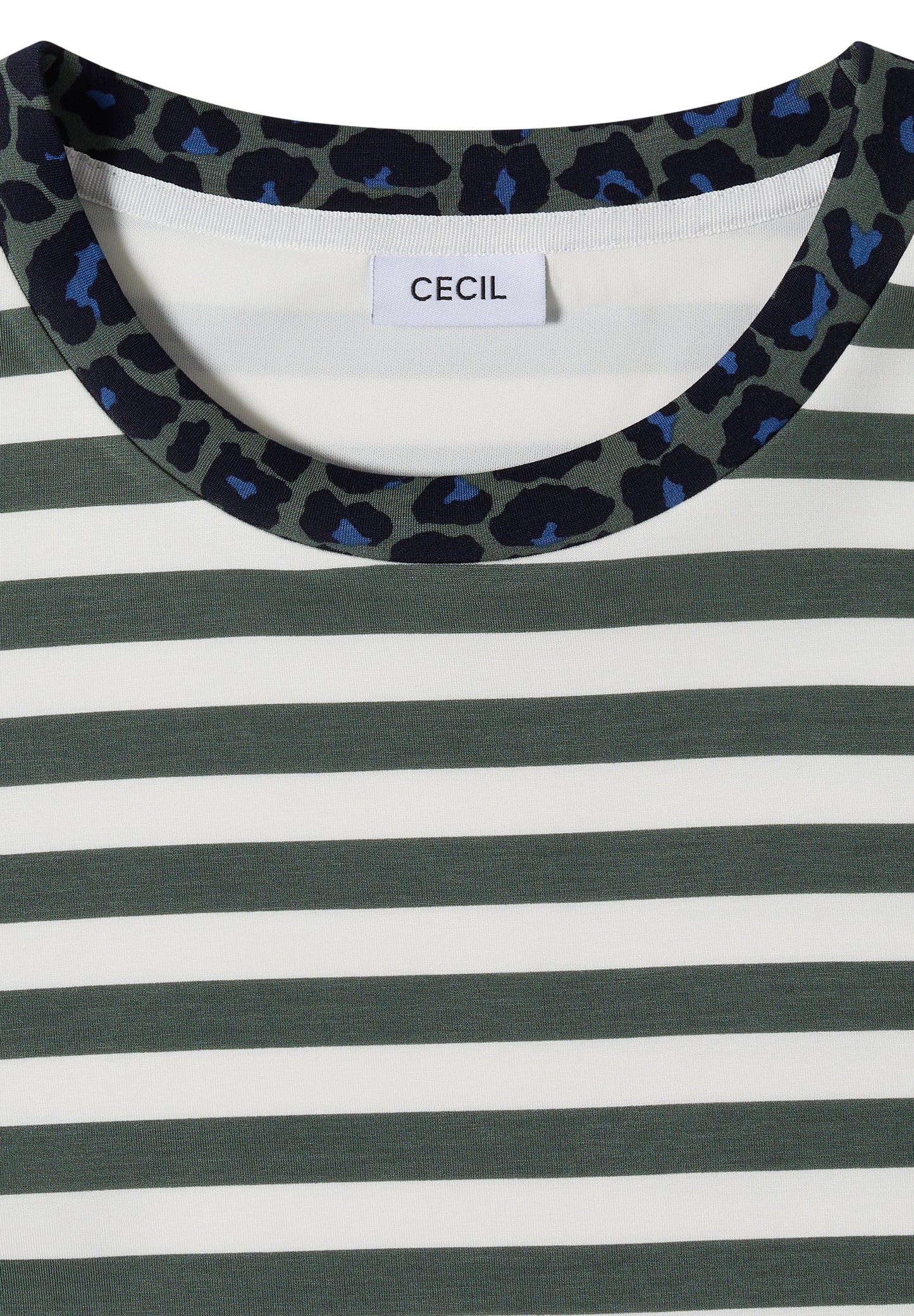 CECIL - T-Shirt mit Rundhals und Leo-Details - Farbe: dried olive green