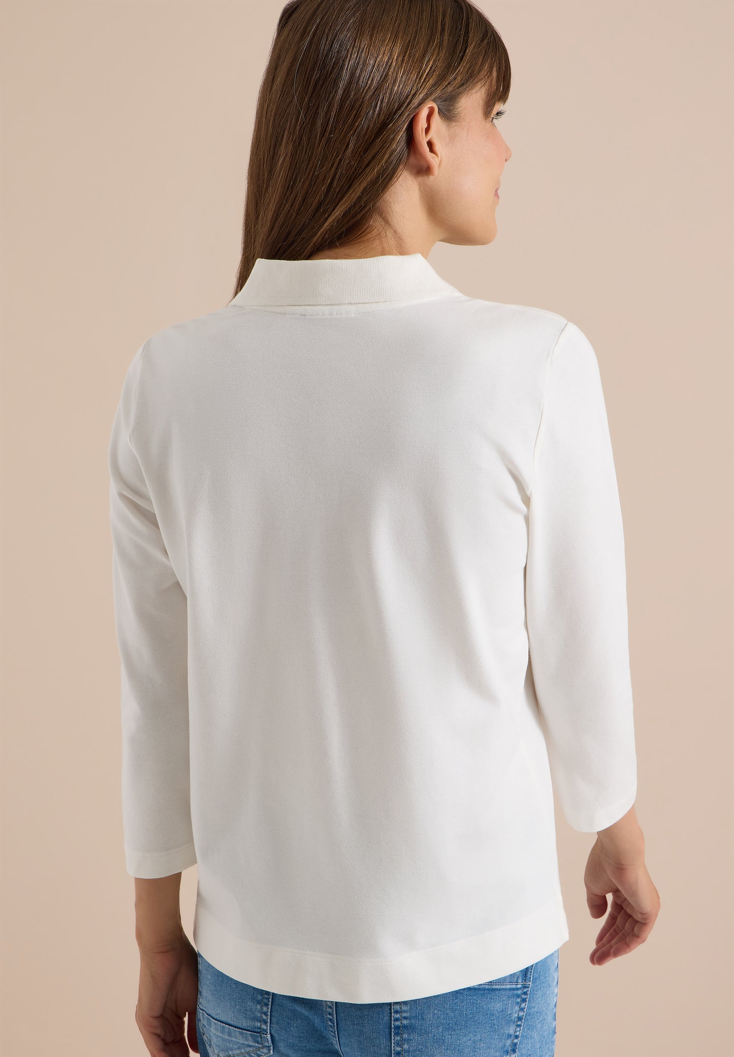 CECIL - 3/4-Arm Poloshirt mit Knopfdetail - Farbe: vanilla white