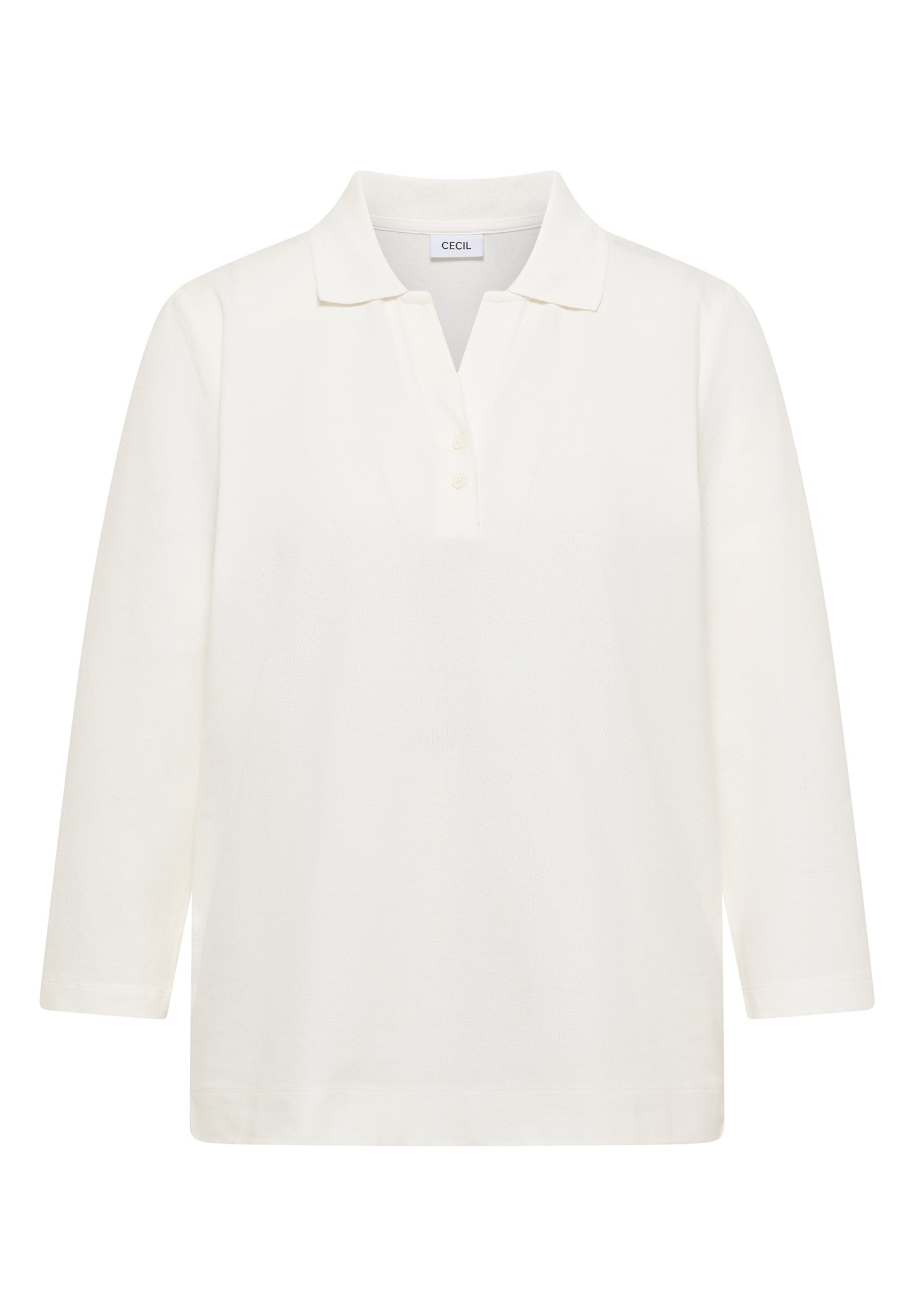 CECIL - 3/4-Arm Poloshirt mit Knopfdetail - Farbe: vanilla white