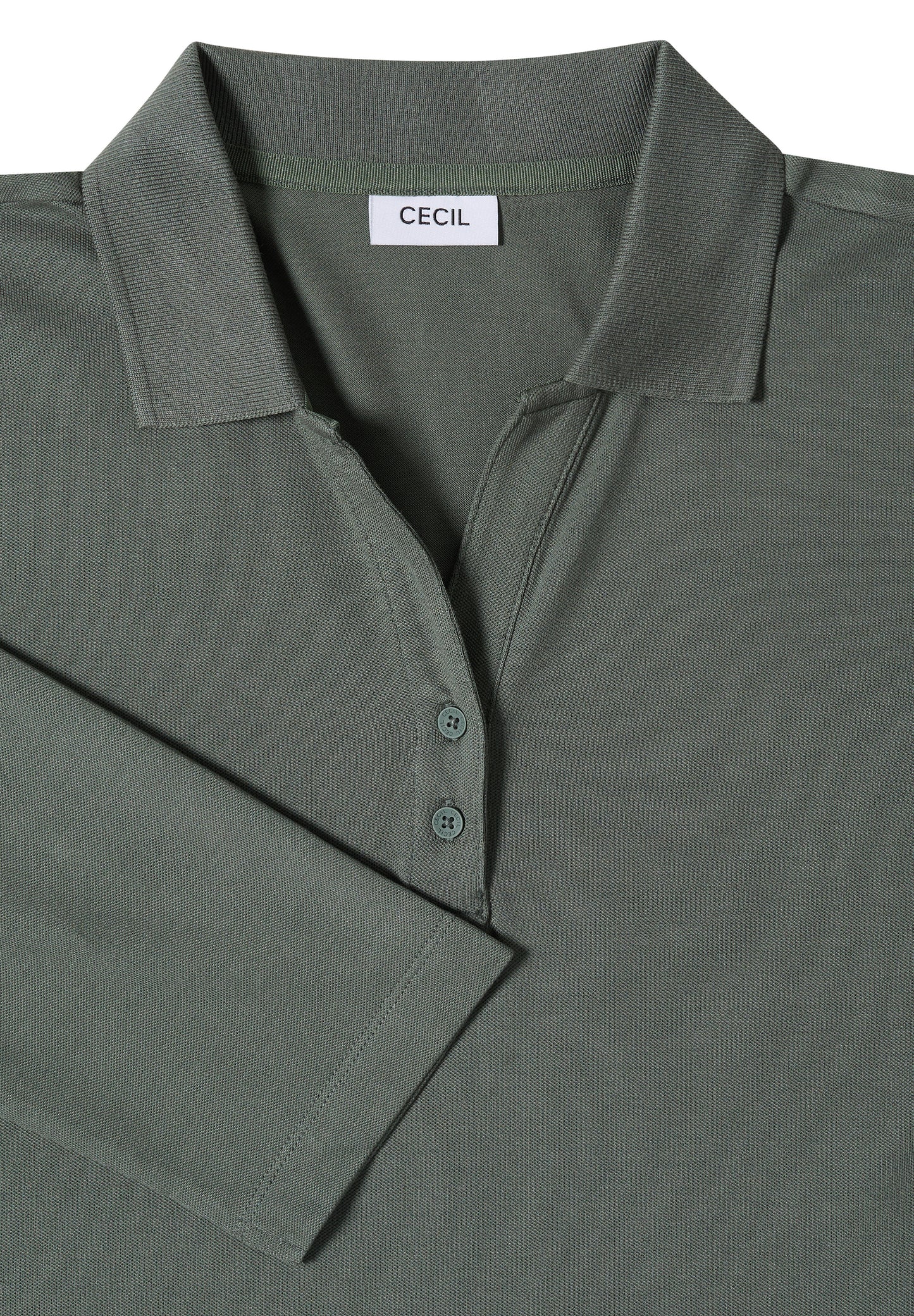 CECIL - 3/4-Arm Poloshirt mit Knopfdetail - Farbe: dried olive green