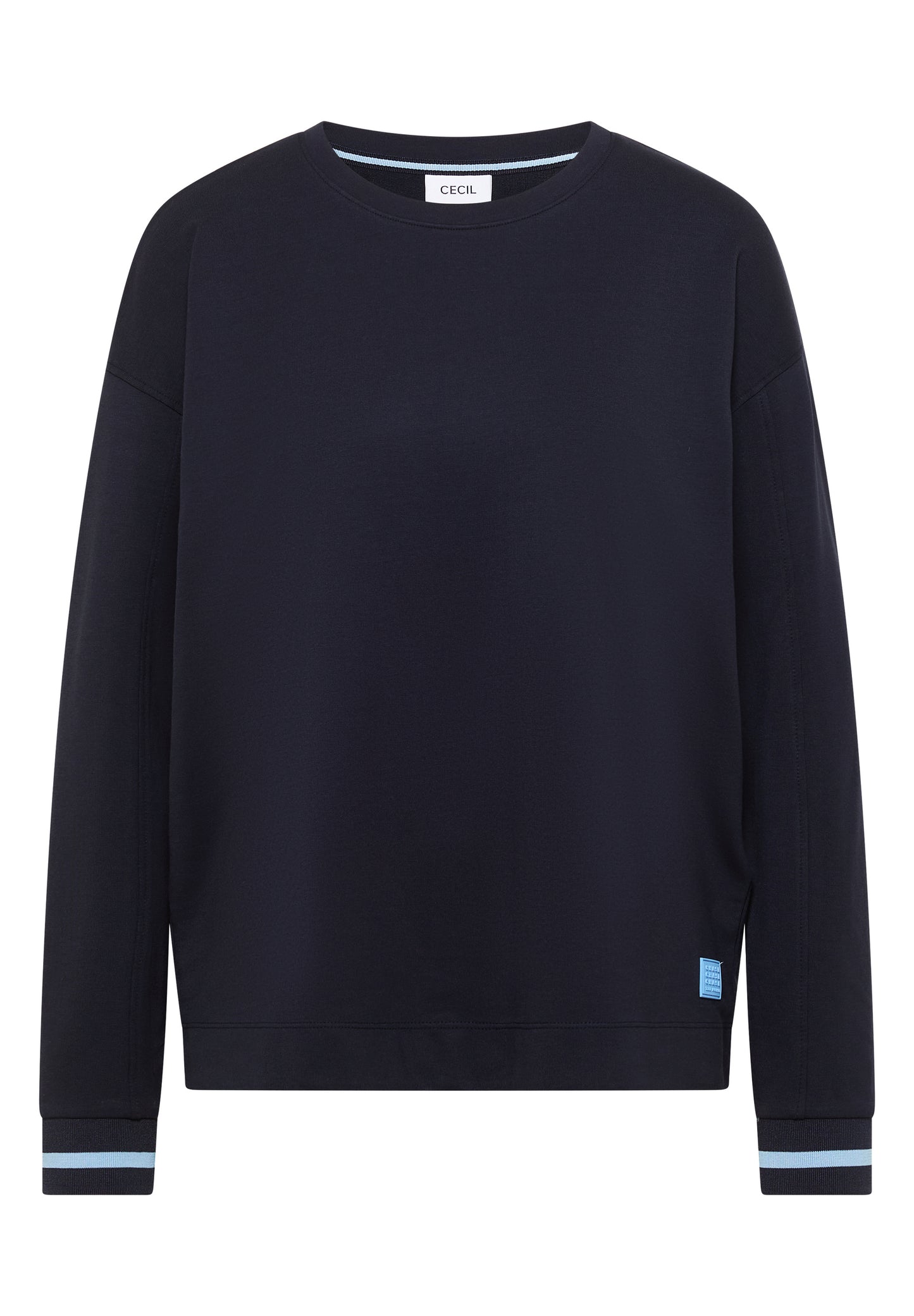 CECIL - Langarm Shirt mit Rundhals und Streifendetail - Farbe: urban dark blue